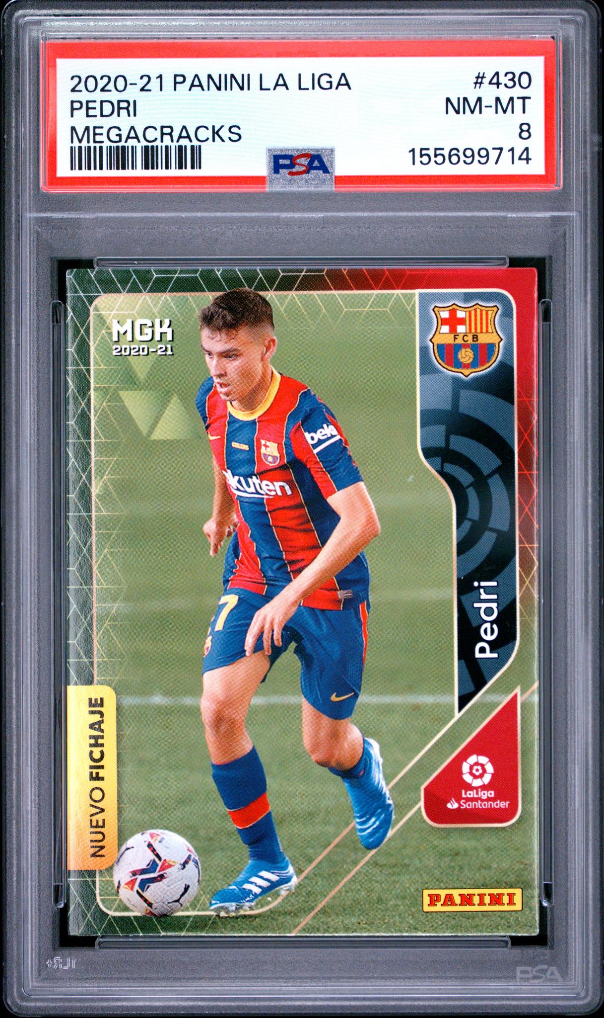 2020 Panini Megacracks La Liga Nuevo Fichaje Pedri #430 PSA 8