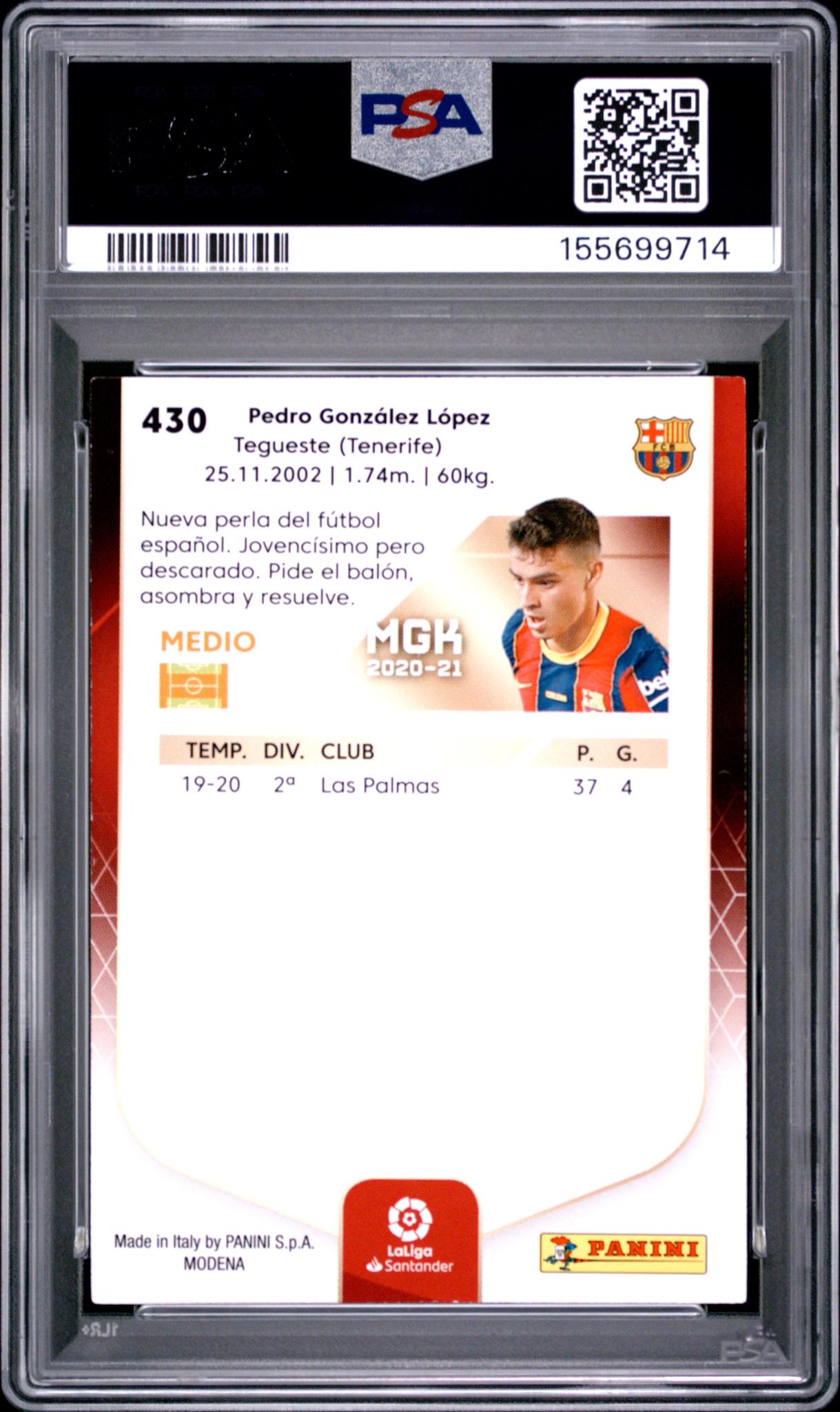 2020 Panini Megacracks La Liga Nuevo Fichaje Pedri #430 PSA 8
