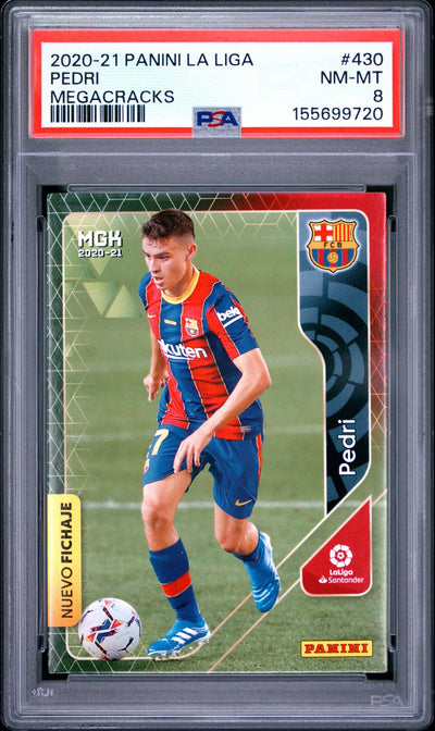 2020-21 Panini Megacracks Pedri #430 Nuevo Fichaje PSA 8