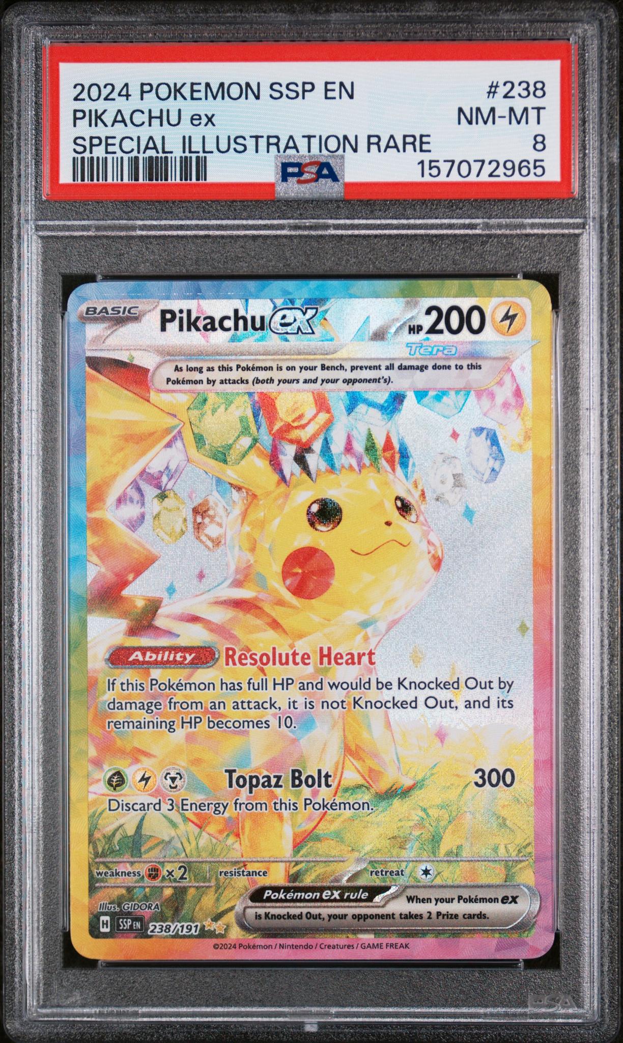2024 Pokemon Scarlet and Violet Surging Sparks Special Illustration Rare Pikachu Ex #238 PSA 8
