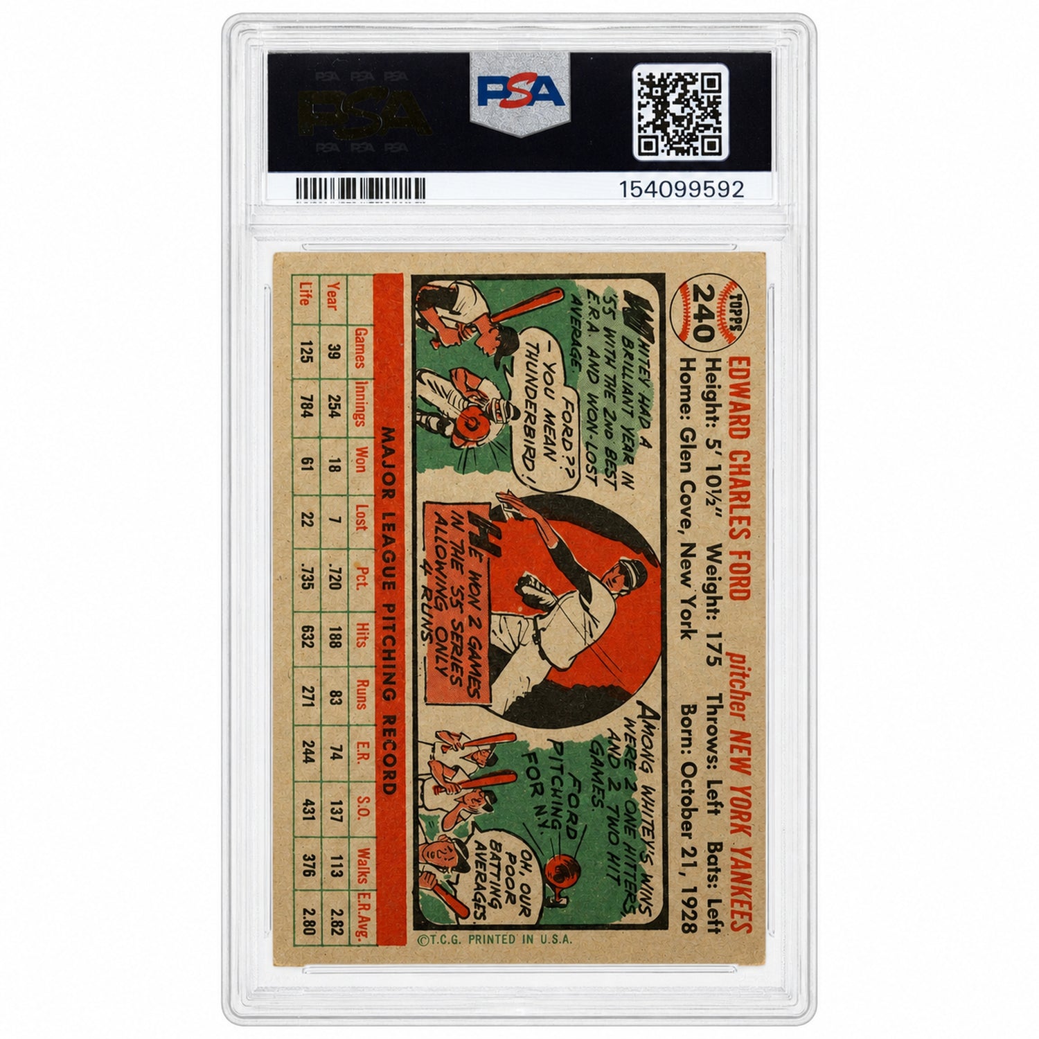 1956 Topps Whitey Ford #240 PSA 1.5