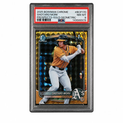 2025 Bowman Chrome Shotaro Morii #BCP170 Prospects-Gold Geometric /50 PSA 8