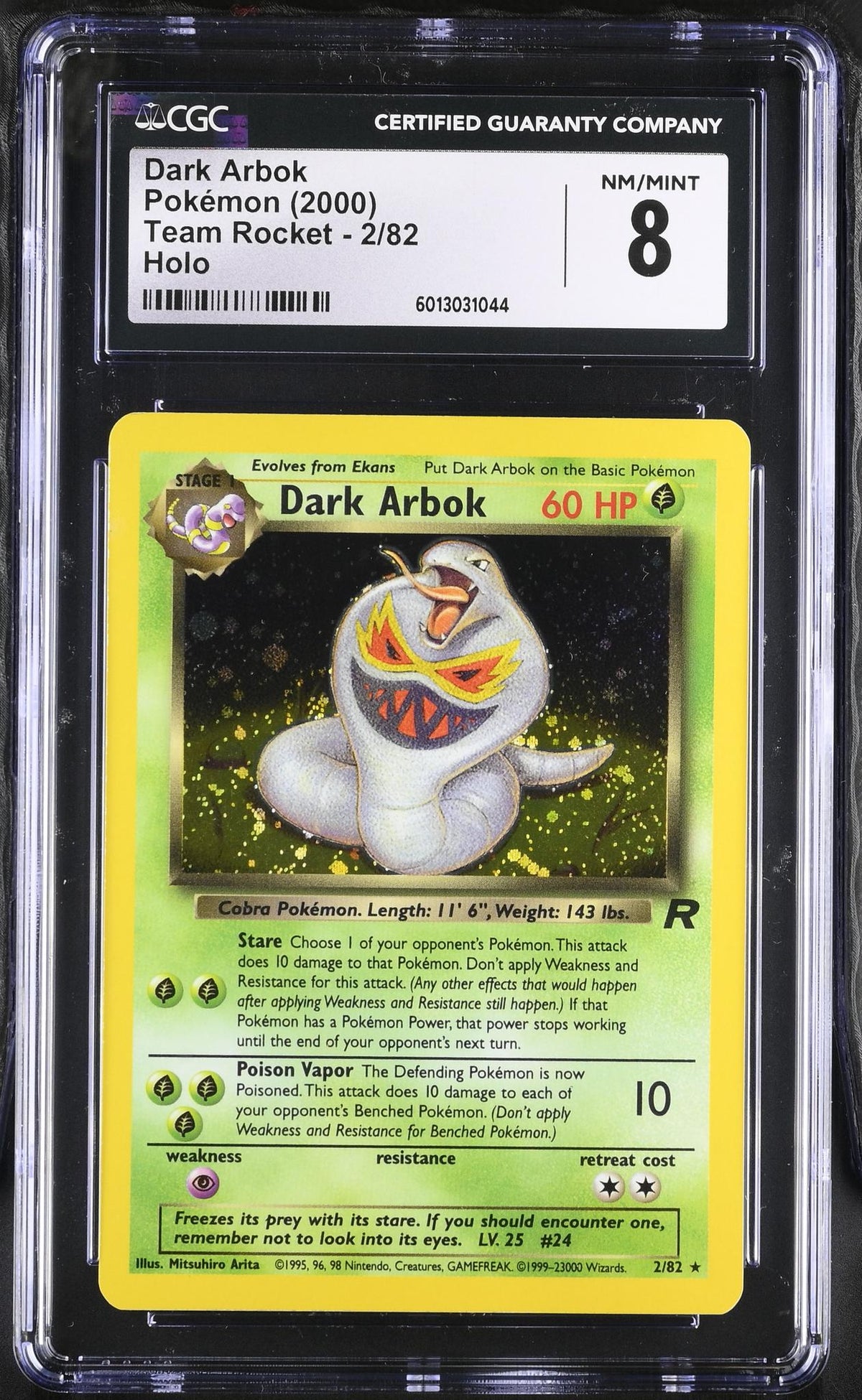 2000 Pokemon #2/82 Dark Arbok Team Rocket CGC 8