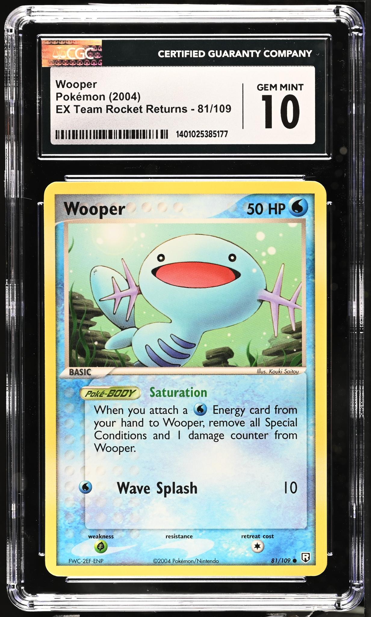 2004 Pokemon #81/109 Wooper EX Team Rocket Returns CGC 10