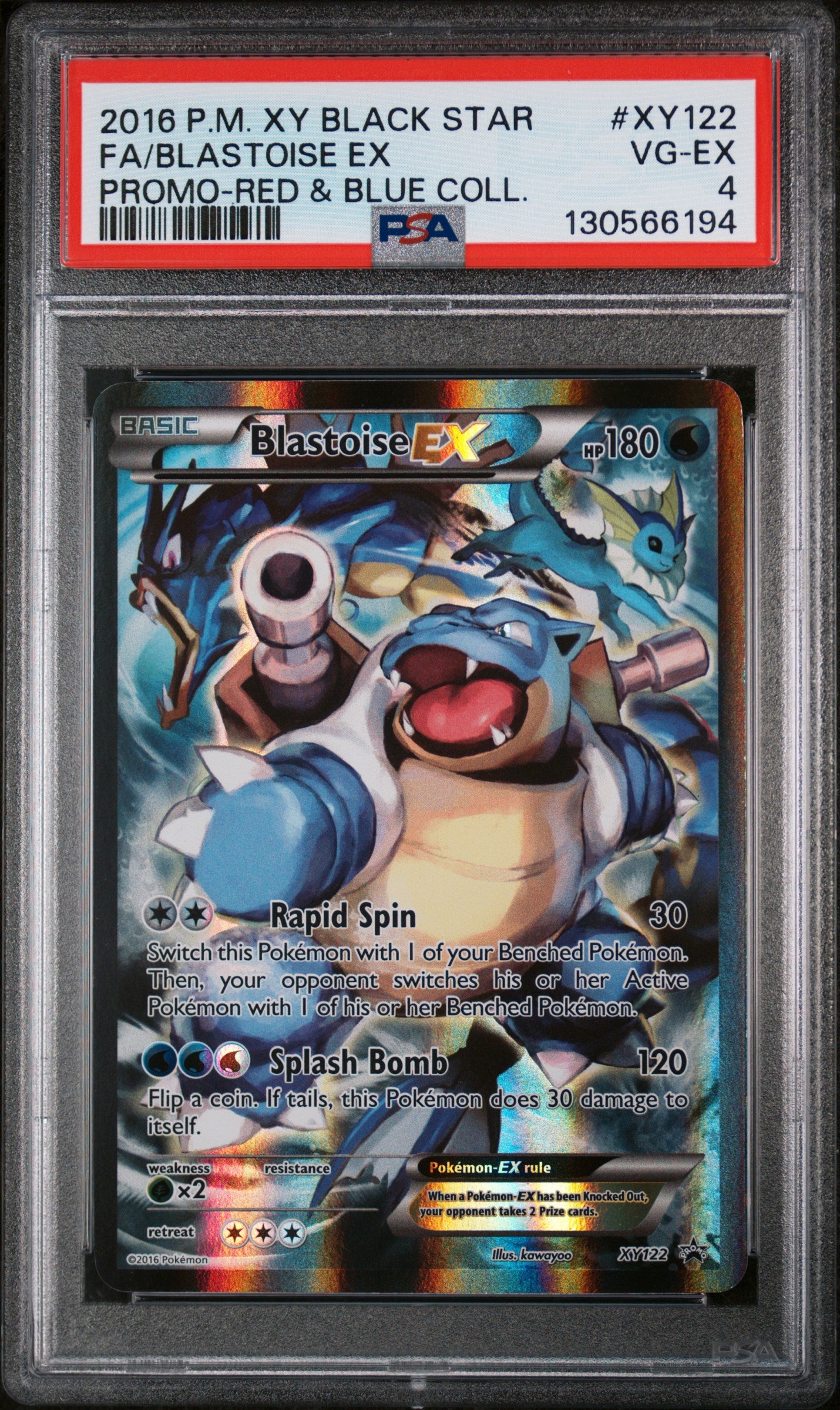 2016 Pokemon Blastoise Ex Promo Red and Blue Collection Blastoise Ex #XY122 PSA 4