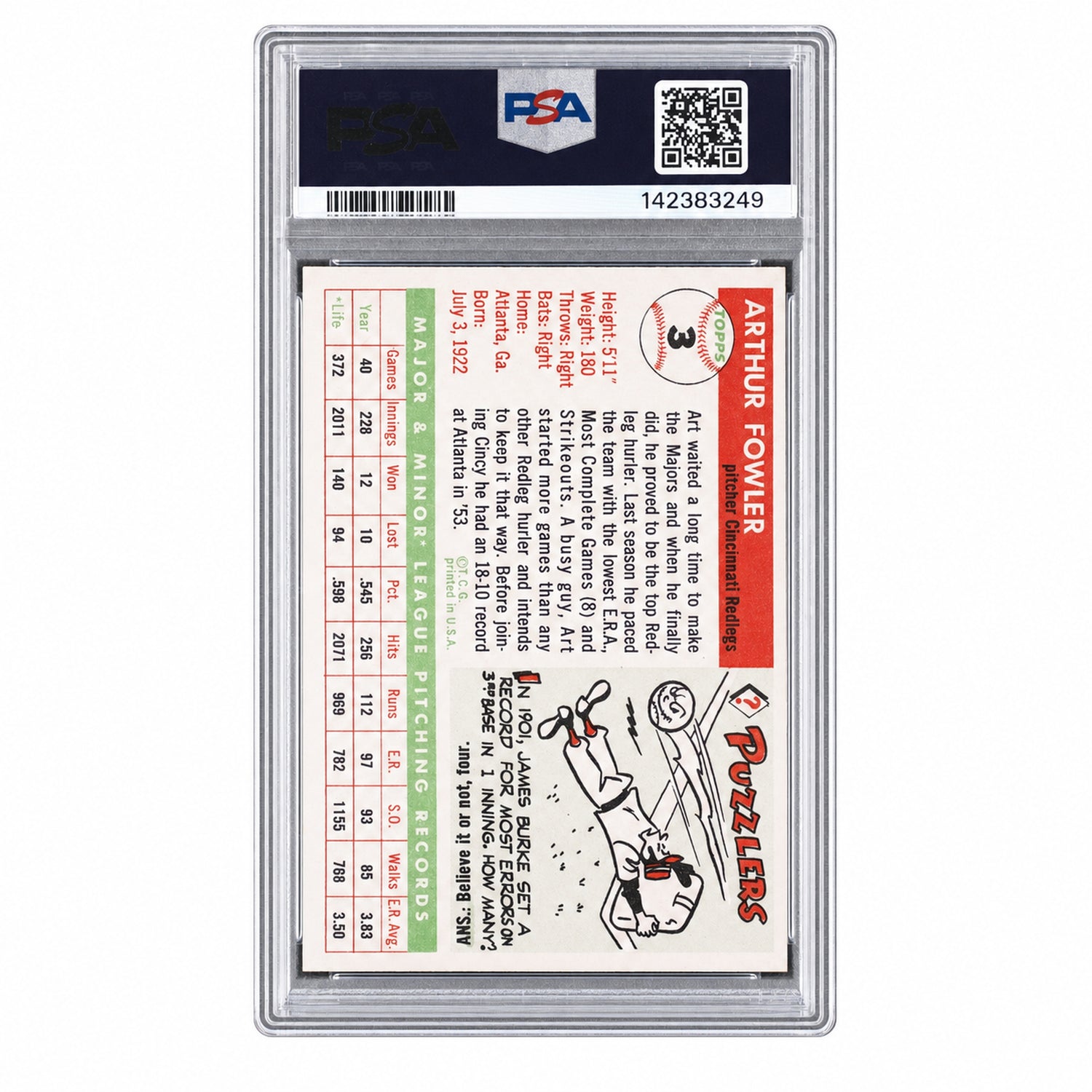 1955 Topps Art Fowler #3 PSA 6