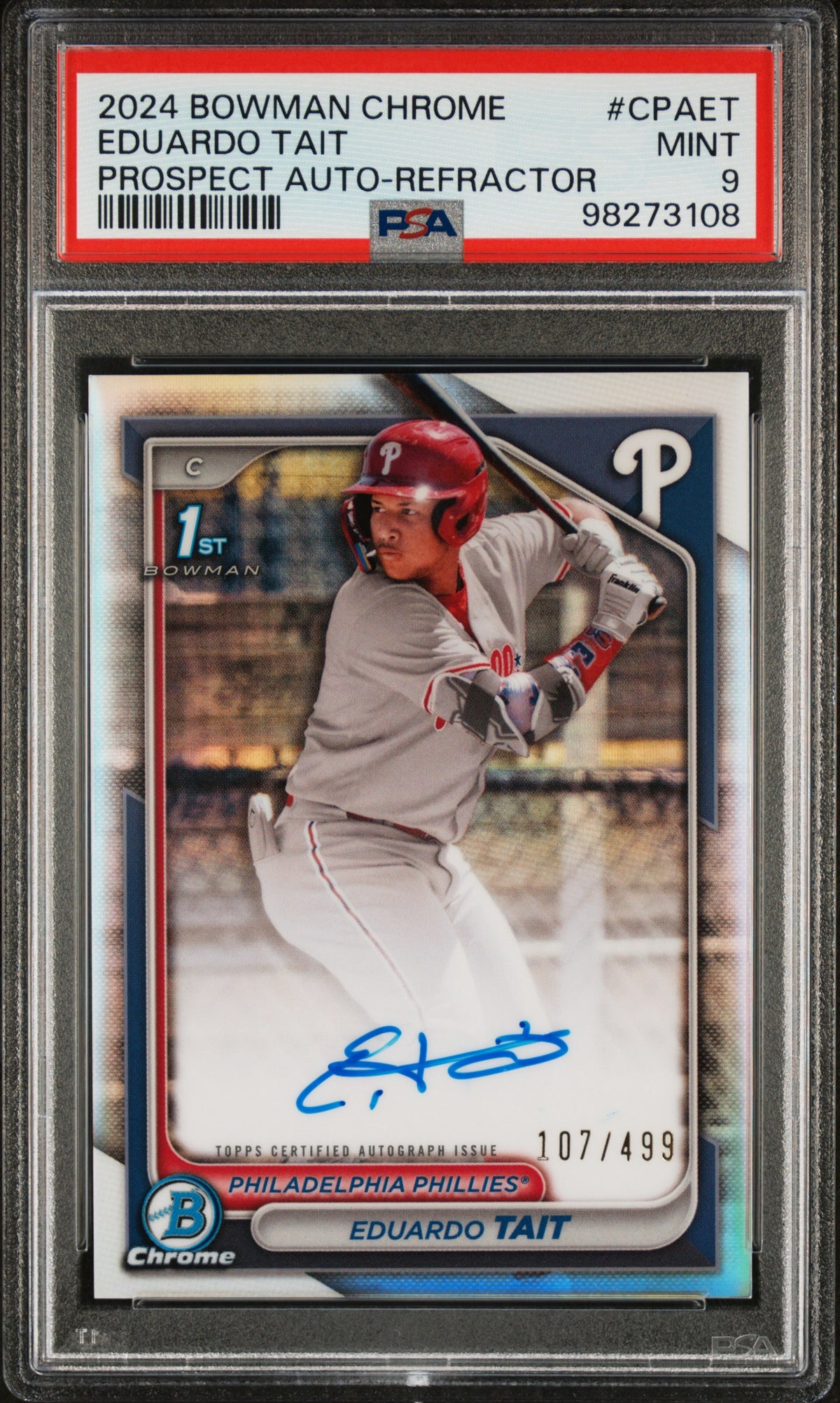 2024 Chrome Prospect Autographs Refractors Eduardo Tait #CPAET /499 PSA 9