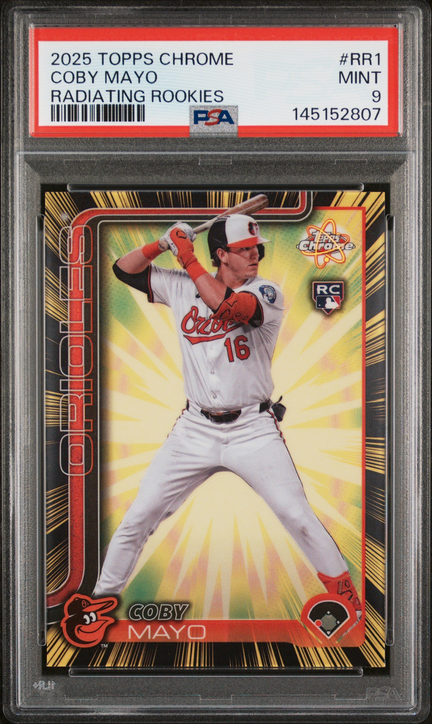 2025 Chrome Radiating Rookies Coby Mayo #RR1 PSA 9