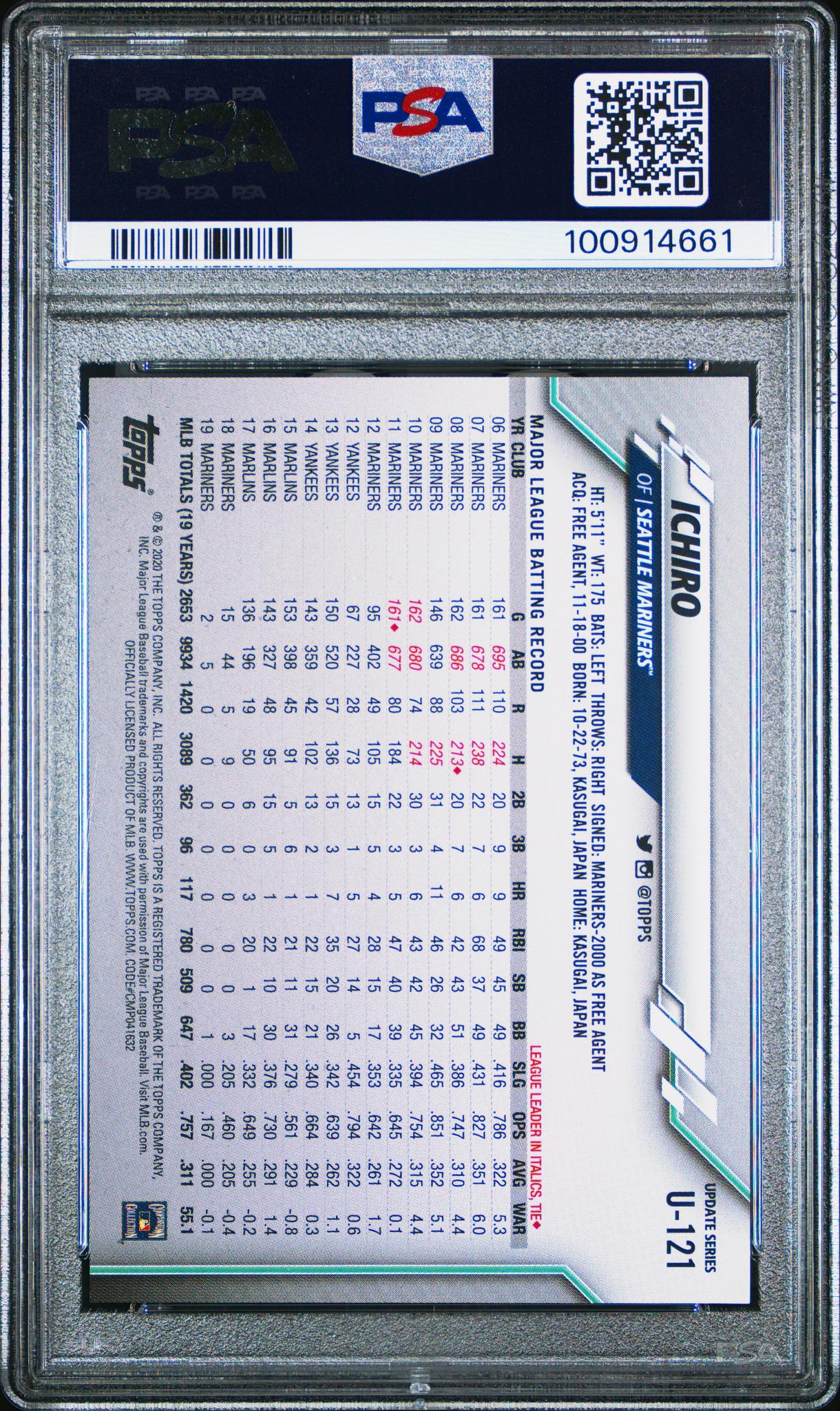 2020 Topps Update Ssp Ichiro #U121 PSA 9