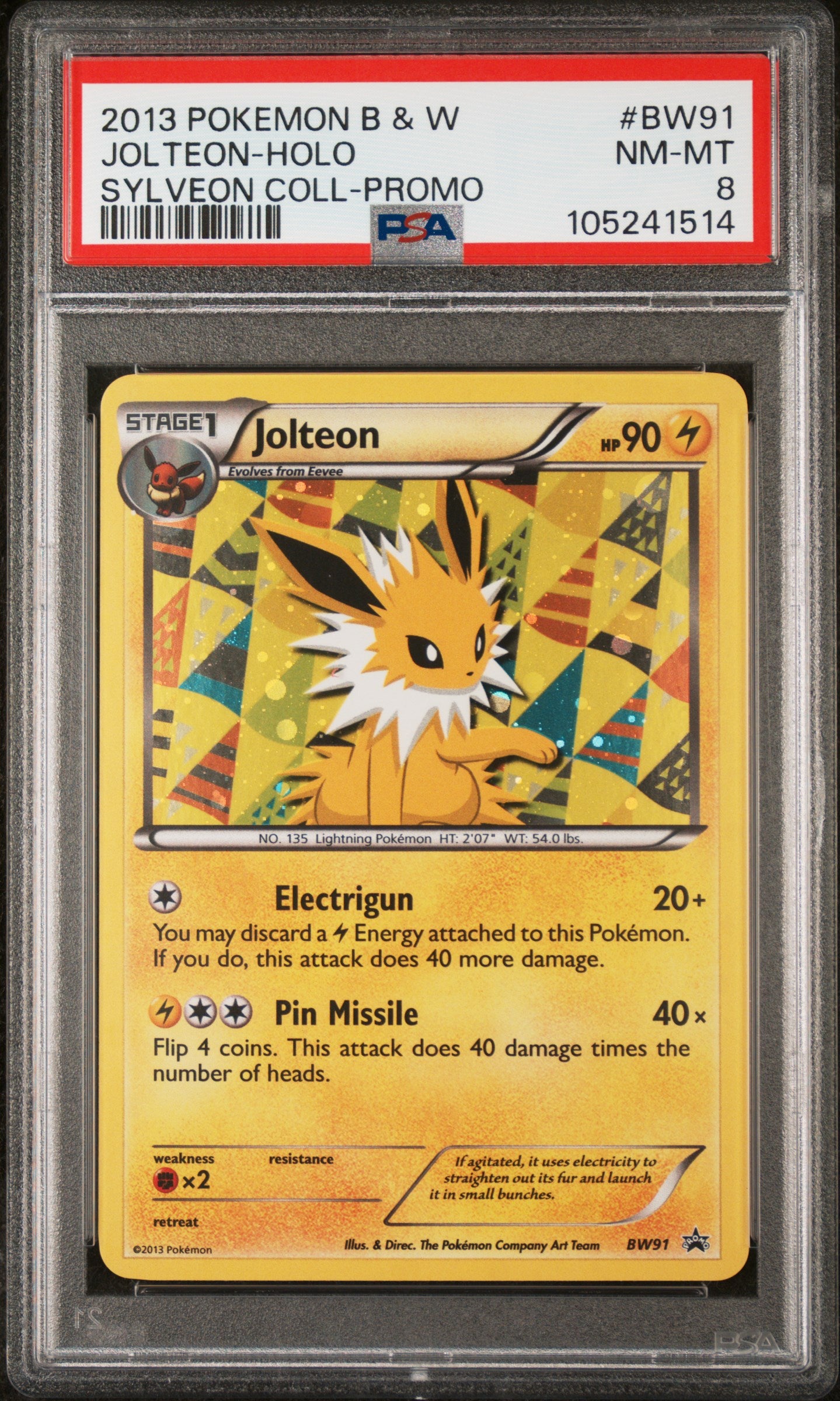 2013 Pokemon Black and White Sylveon Collection Holo Jolteon #BW91 PSA 8