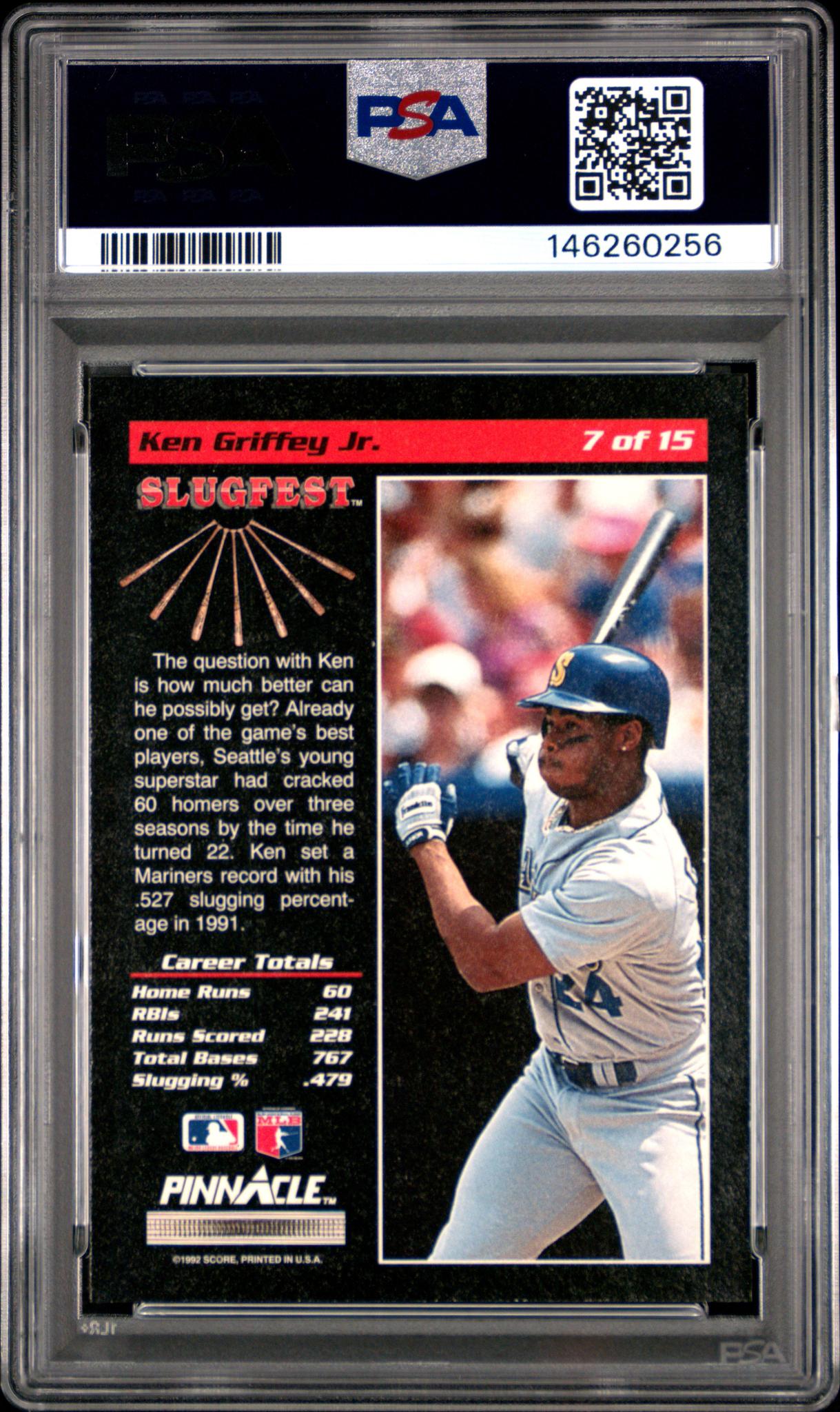 1992 Panini Pinnacle Slugfest Ken Griffey Jr. #7 PSA 9