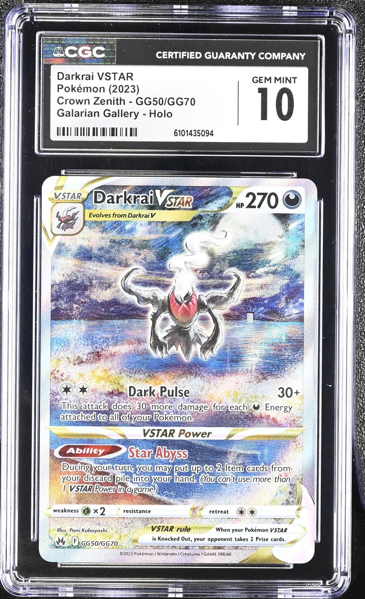 2023 Pokemon #GG50/GG70 Darkrai VSTAR Galarian Gallery CGC 10