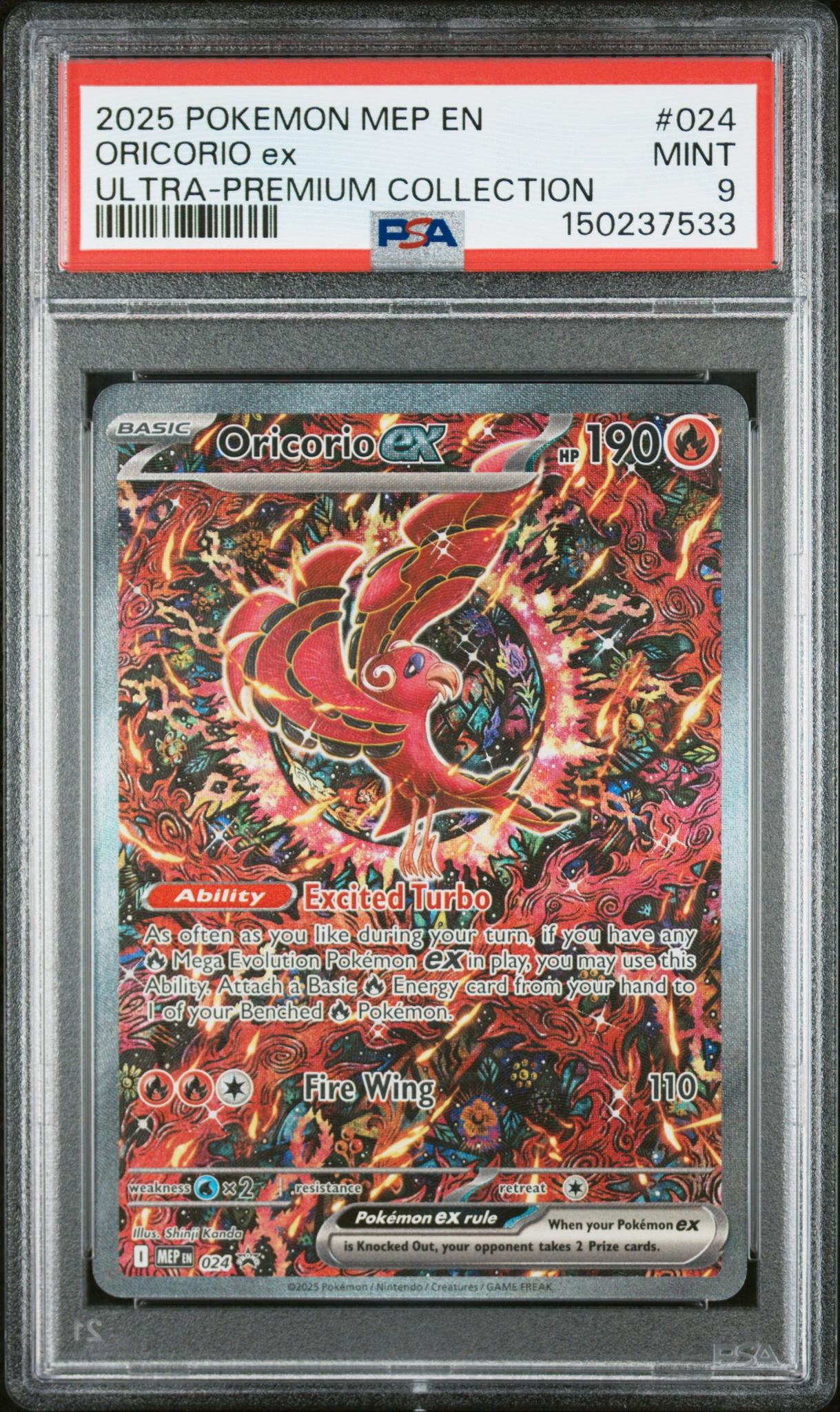 2025 Pokemon Mega Evolution Mega Charizard X Ex Black Star Promo Ultra Premium Collection Oricorio Ex #024 PSA 9