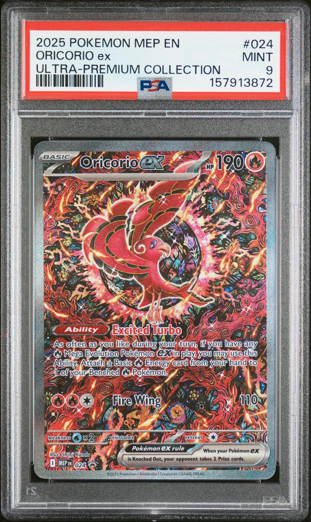 2025 Pokemon Mega Charizard X Ex Ultra Premium Collection Oricorio Ex #024 PSA 9