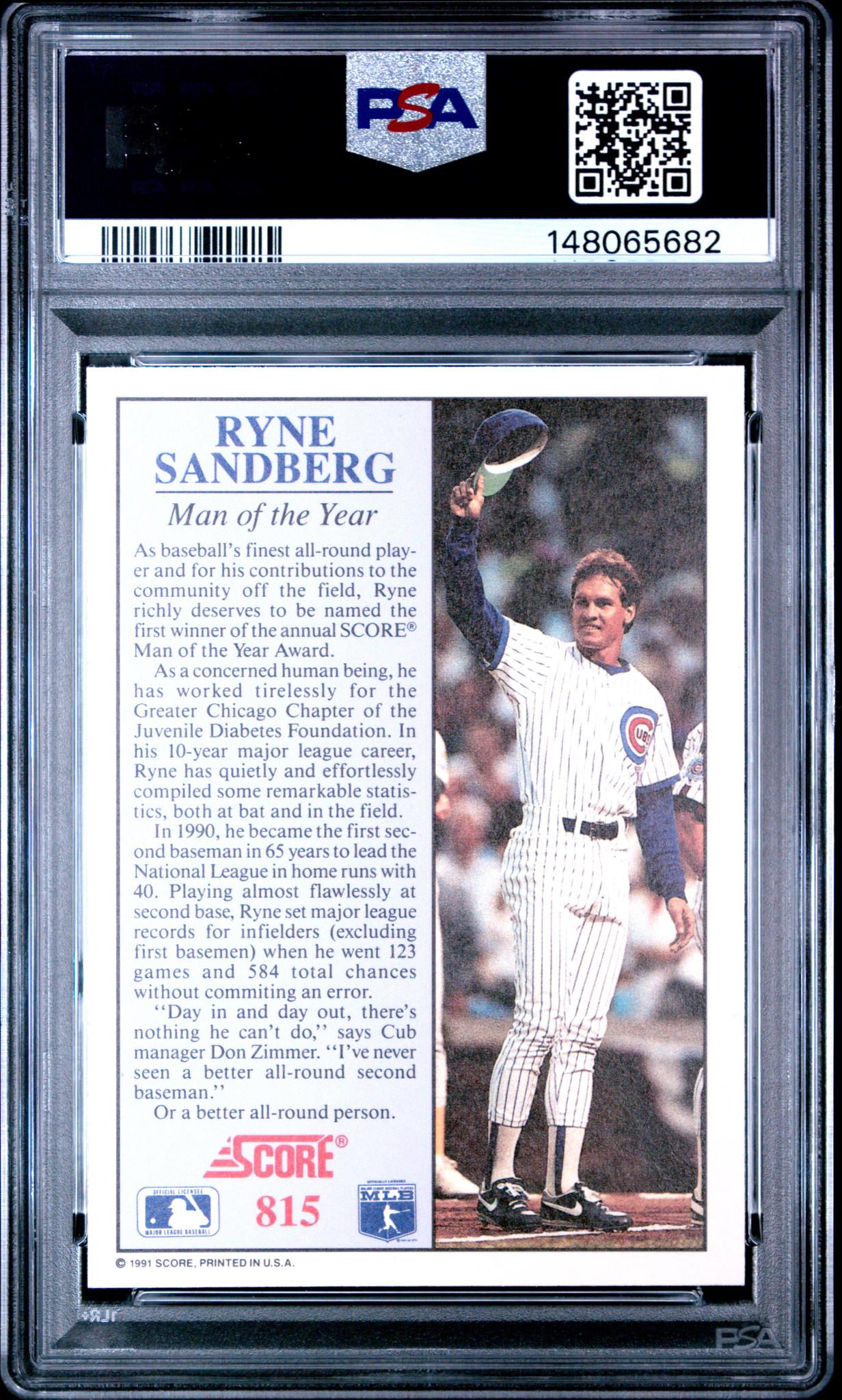 1991 Score Ryne Sandberg #815 PSA 8