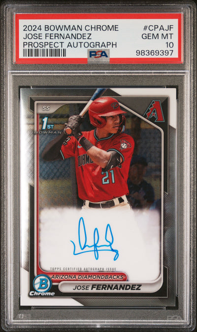 2024 Bowman Chrome Prospect Autographs Jose Fernandez #CPAJF PSA 10