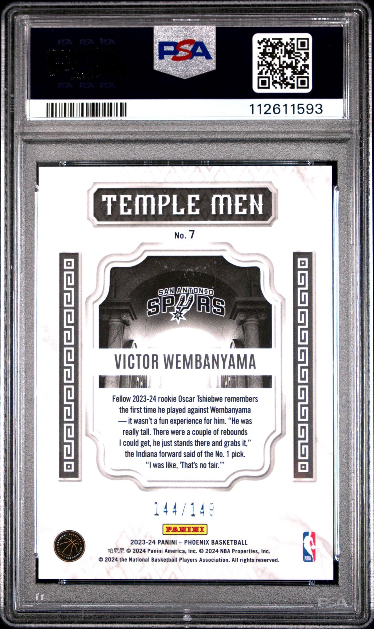2023 Phoenix Temple Men Phoenix Green Ice Victor Wembanyama #7 /149 PSA 10
