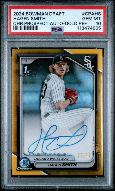 2024 Bowman Draft Hagen Smith #CP-HS Gold Refractor Auto /50 PSA 10
