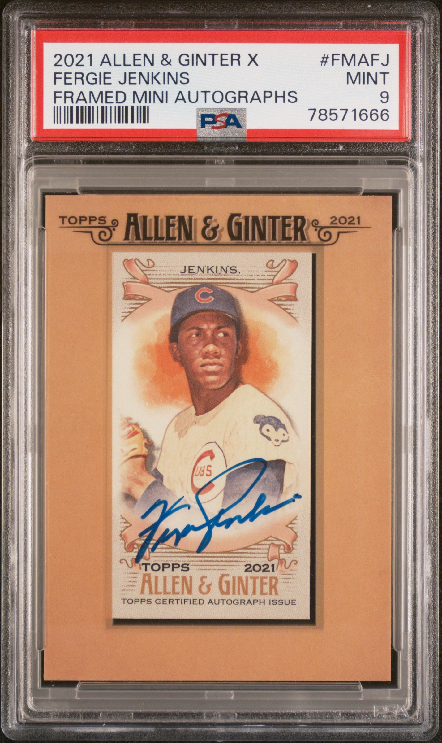 2021 Topps Allen & Ginter X Framed Mini Autographs Fergie Jenkins #FMAFJ PSA 9