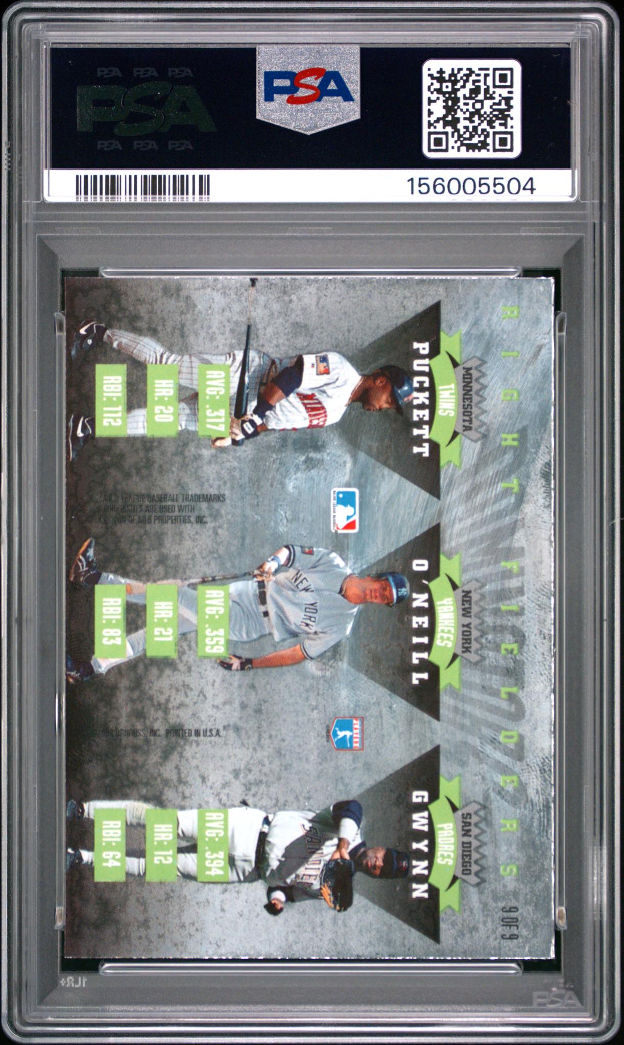1995 Donruss Dominators Gwynn/O'Neill/Puckett #9 PSA 9
