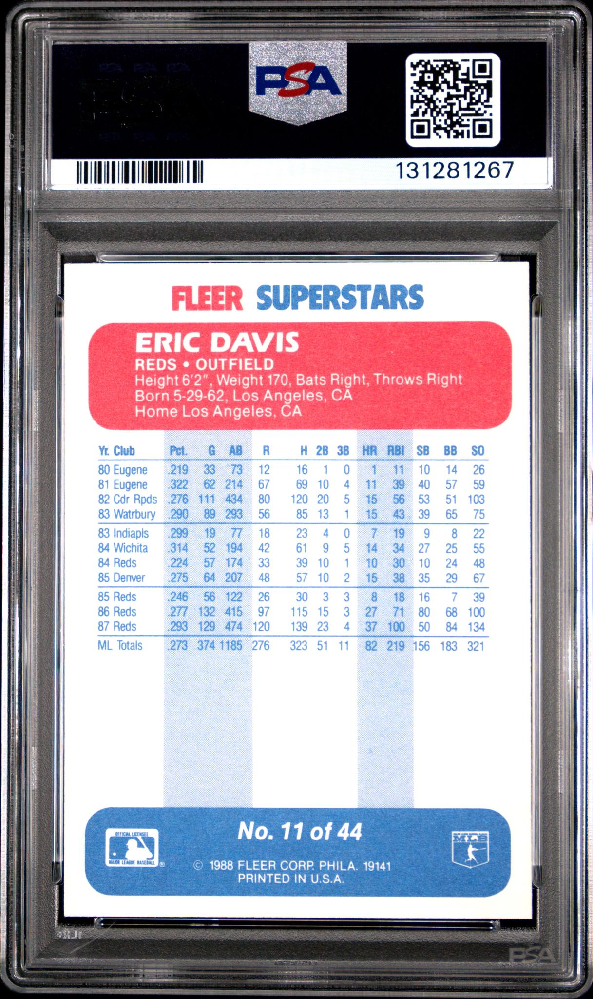 1988 Fleer Superstars Eric Davis #11 /44 PSA 10