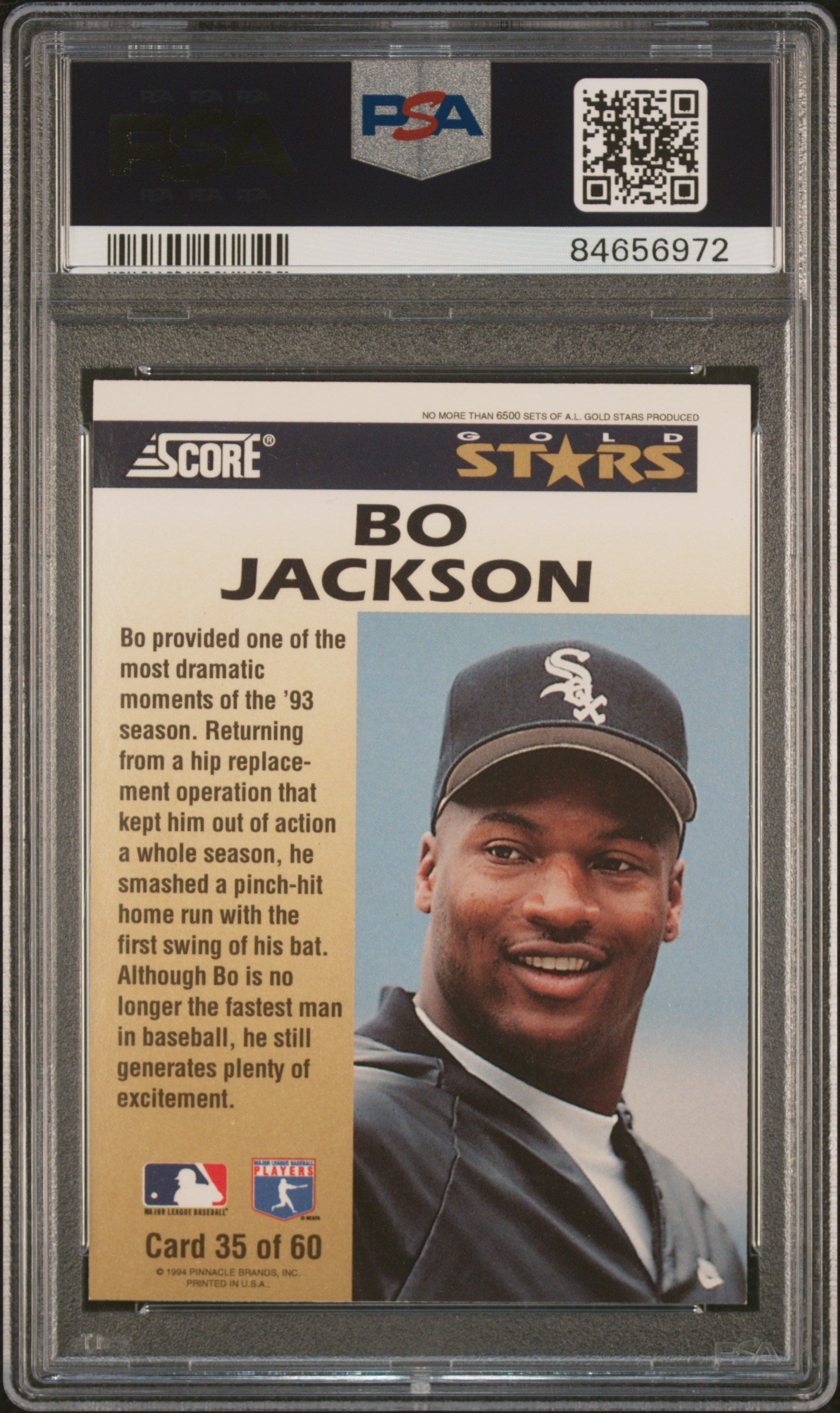 1994 Score Gold Stars Bo Jackson #35 PSA 8