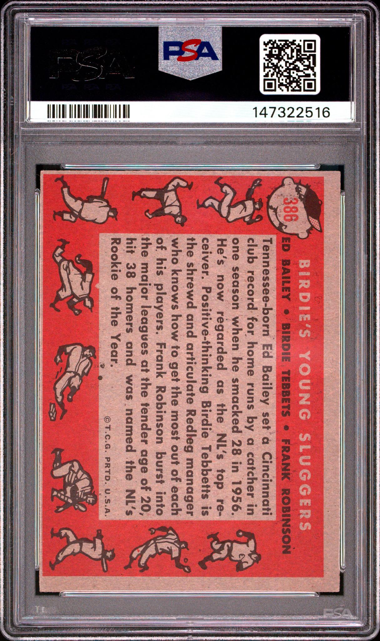 1958 Topps Birds Young Sluggers/Ed Bailey/Birdie Tebbetts Mg/Frank Robinson #386 PSA 5