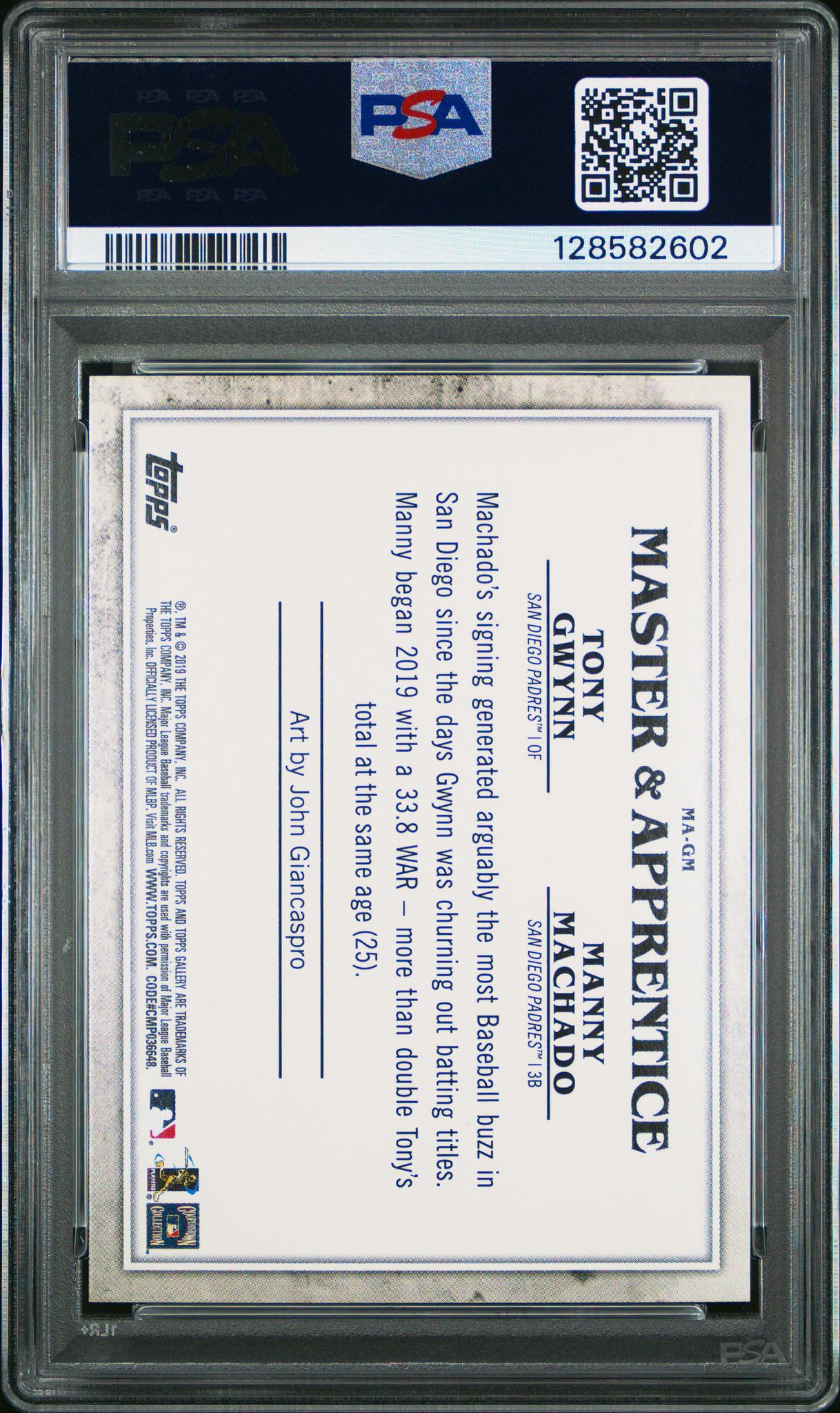 2019 Topps Gallery Master & Apprentice Manny Machado/Tony Gwynn #MAGM PSA 10