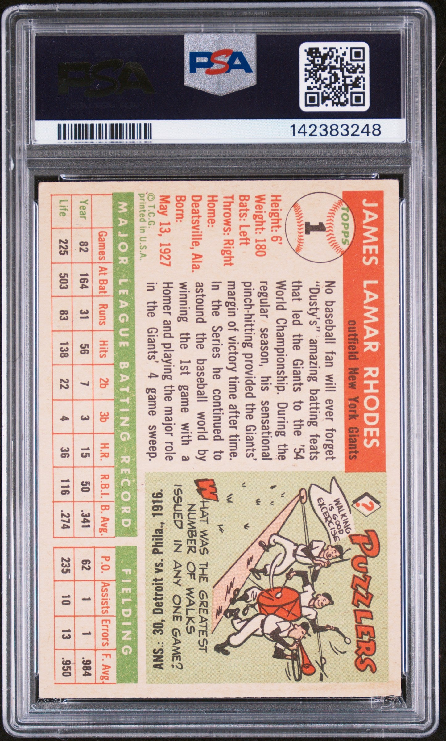 1955 Topps Dusty Rhodes #1 PSA 5