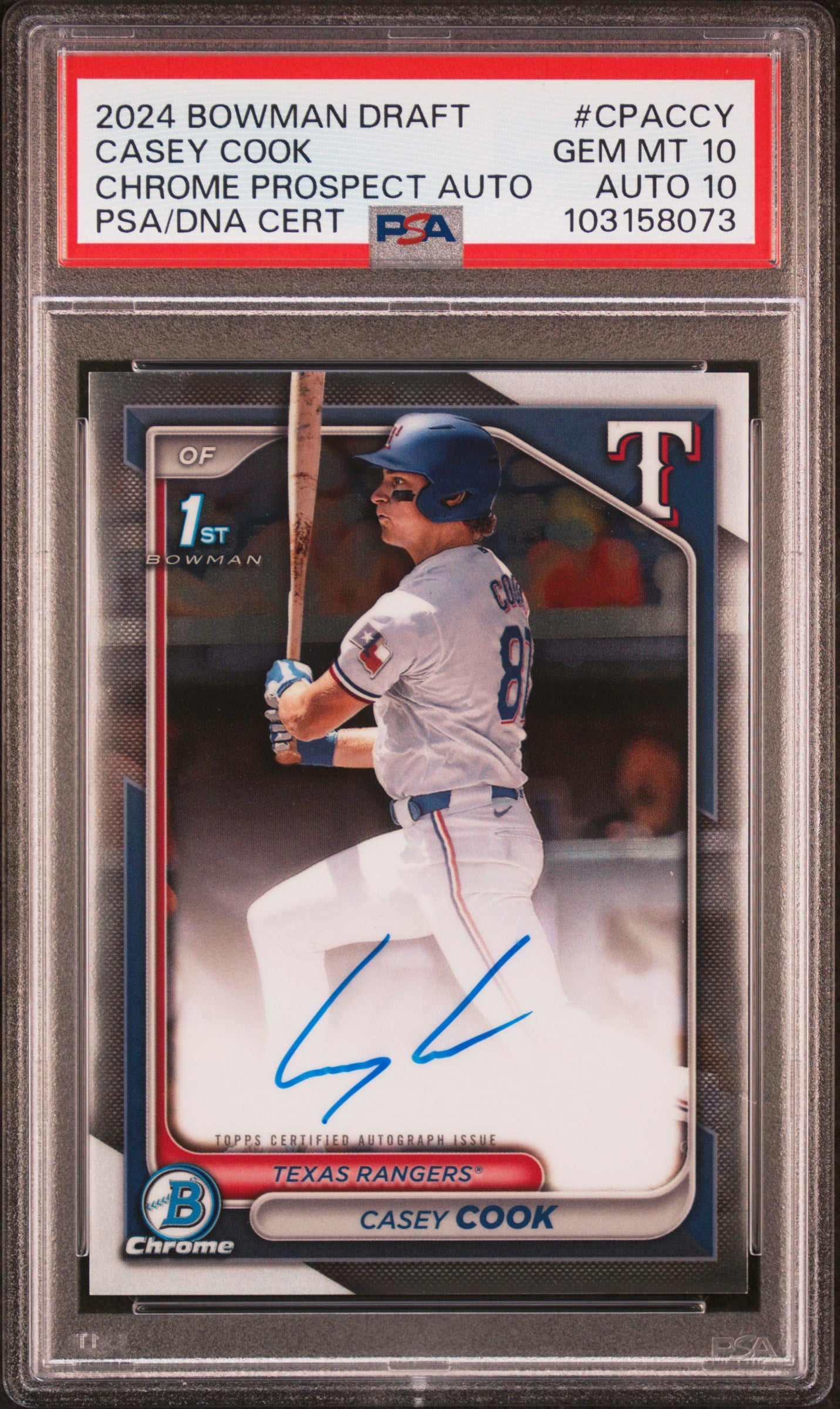 2024 Bowman Draft Casey Cook #CPA-CCY PSA 10