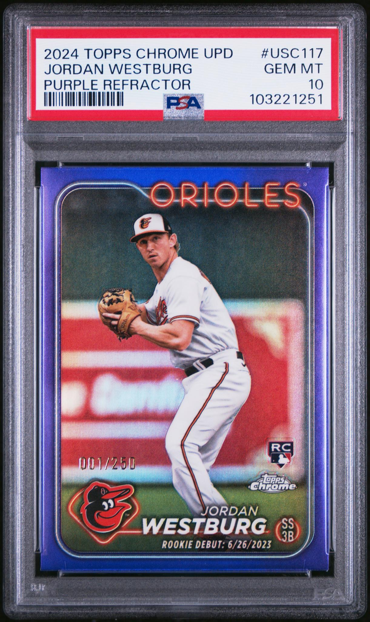 2024 Topps Chrome Update Purple Refractor Jordan Westburg #USC117 PSA 10