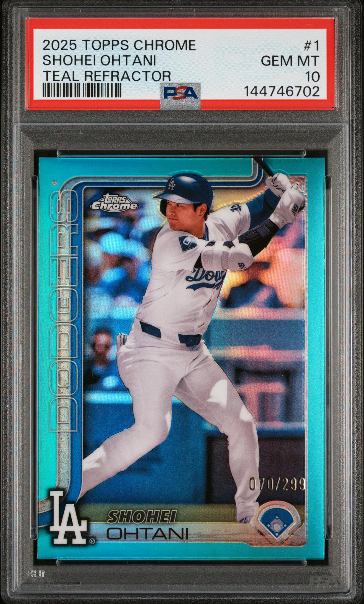 2025 Topps Chrome Teal Refractor Shohei Ohtani #1 /299 PSA 10