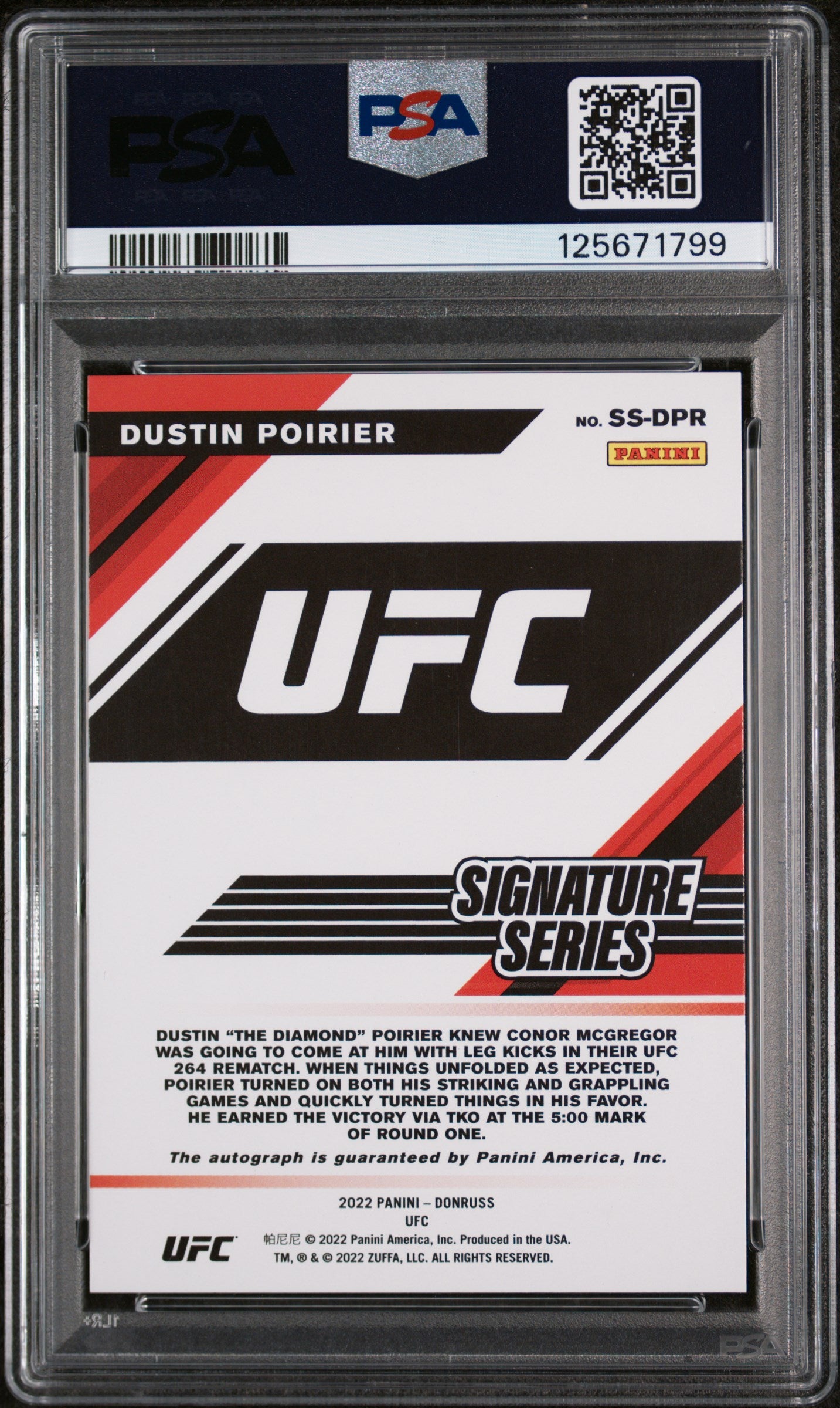 2022 Panini Donruss UFC Signature Series Dustin Poirier #SS PSA 9