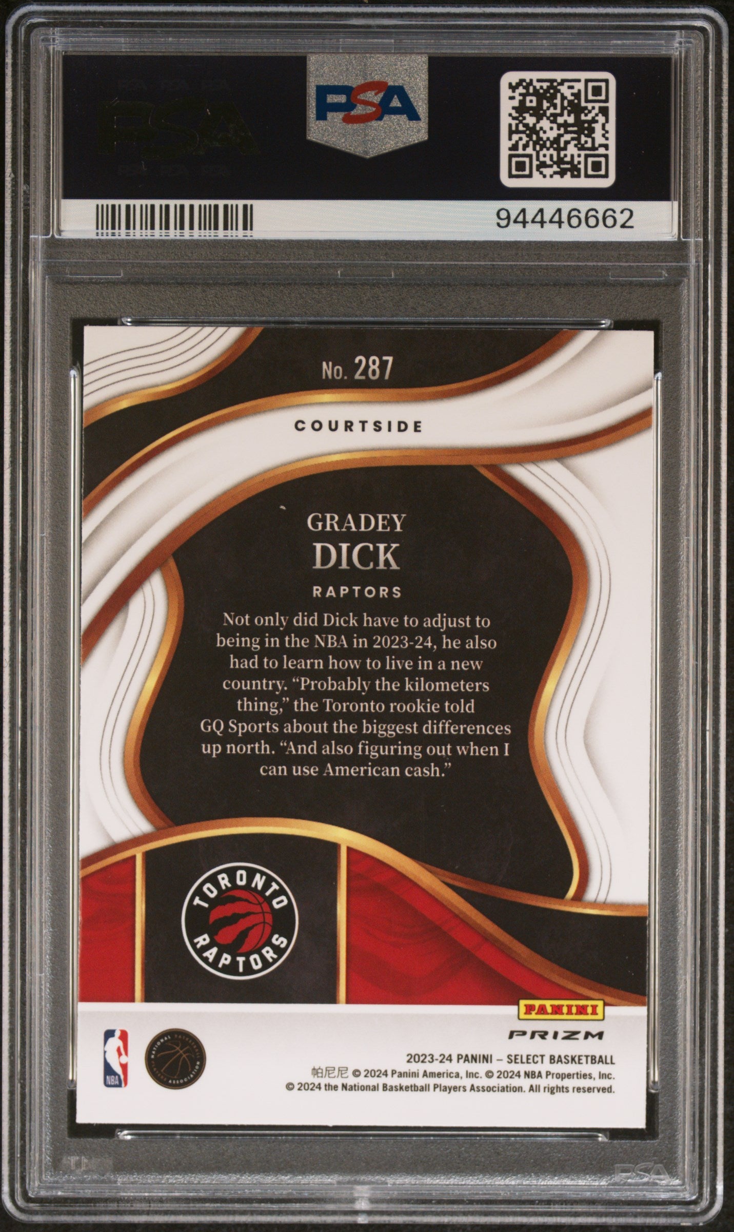 2023 Panini Select White Sparkle Gradey Dick #287 PSA 9