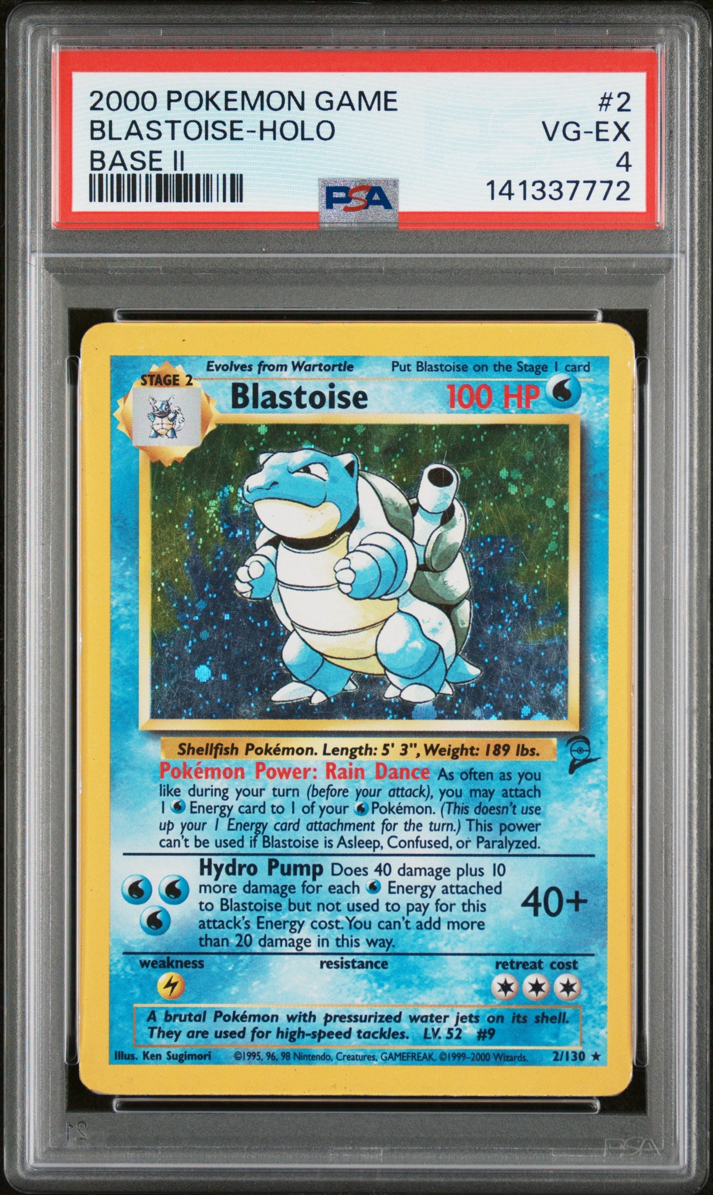 2000 Pokemon Base Set 2 Holo Blastoise #2 PSA 4