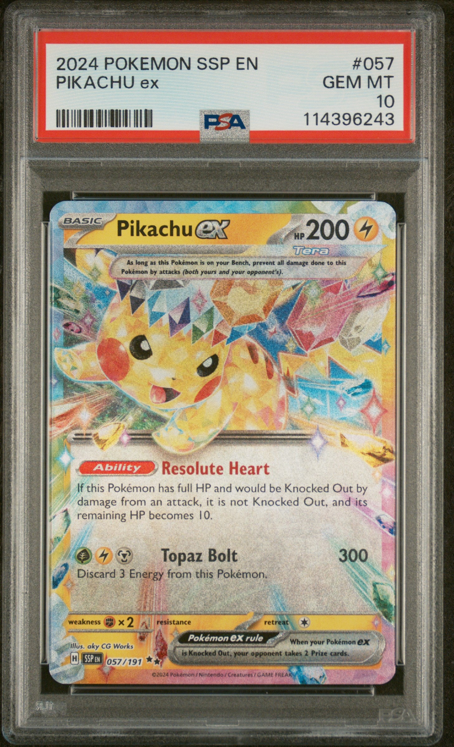 2024 Pokemon Scarlet and Violet Surging Sparks Pikachu Ex #057 PSA 10