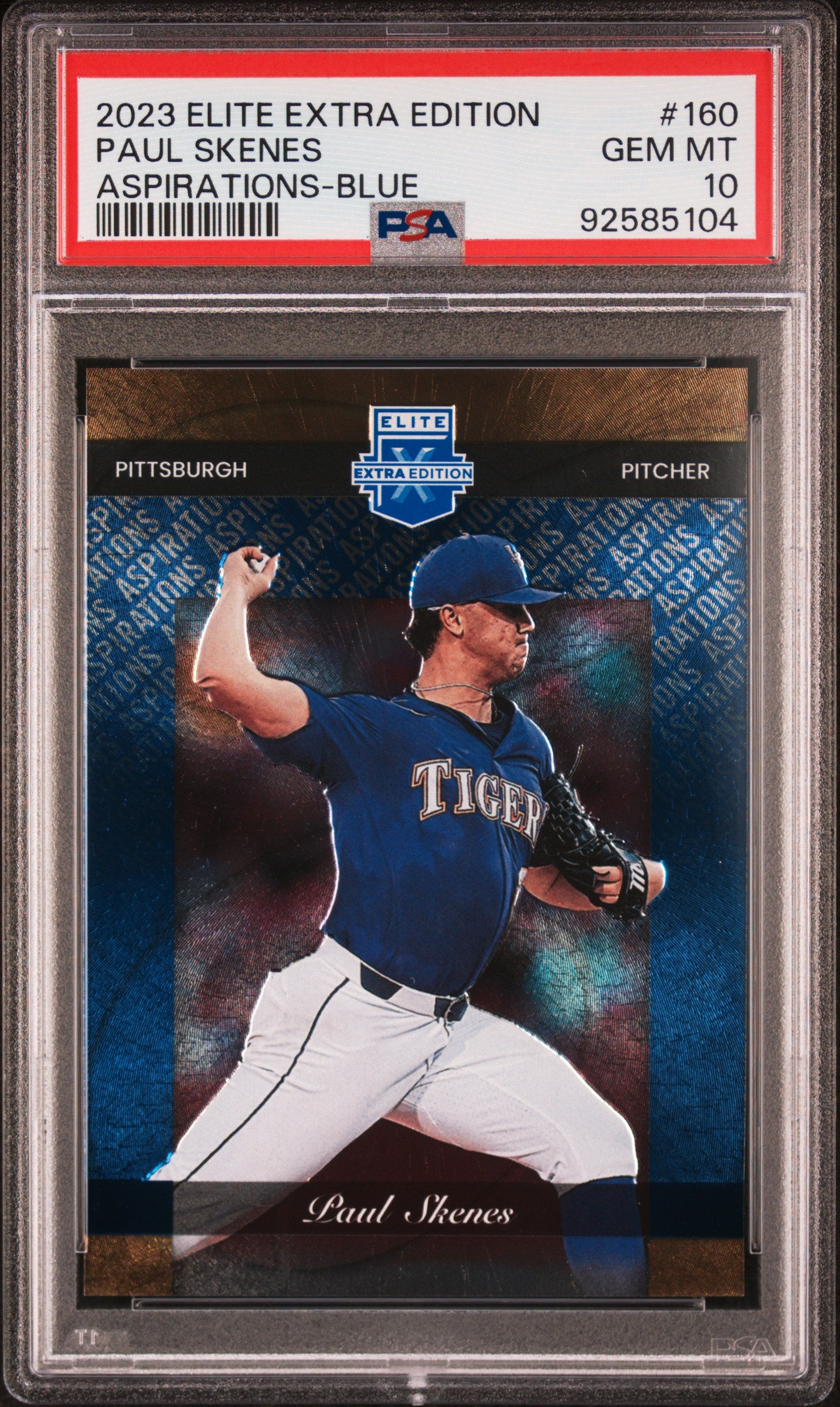 2023 Panini Elite Extra Edition Aspirations-Blue Paul Skenes #160 /349 PSA 10