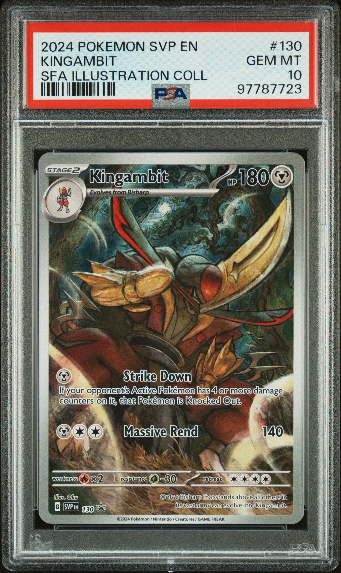 2024 Pokemon Scarlet and Violet Black Star Promo Shrouded Fable Illustration Collection Kingambit #130 PSA 10