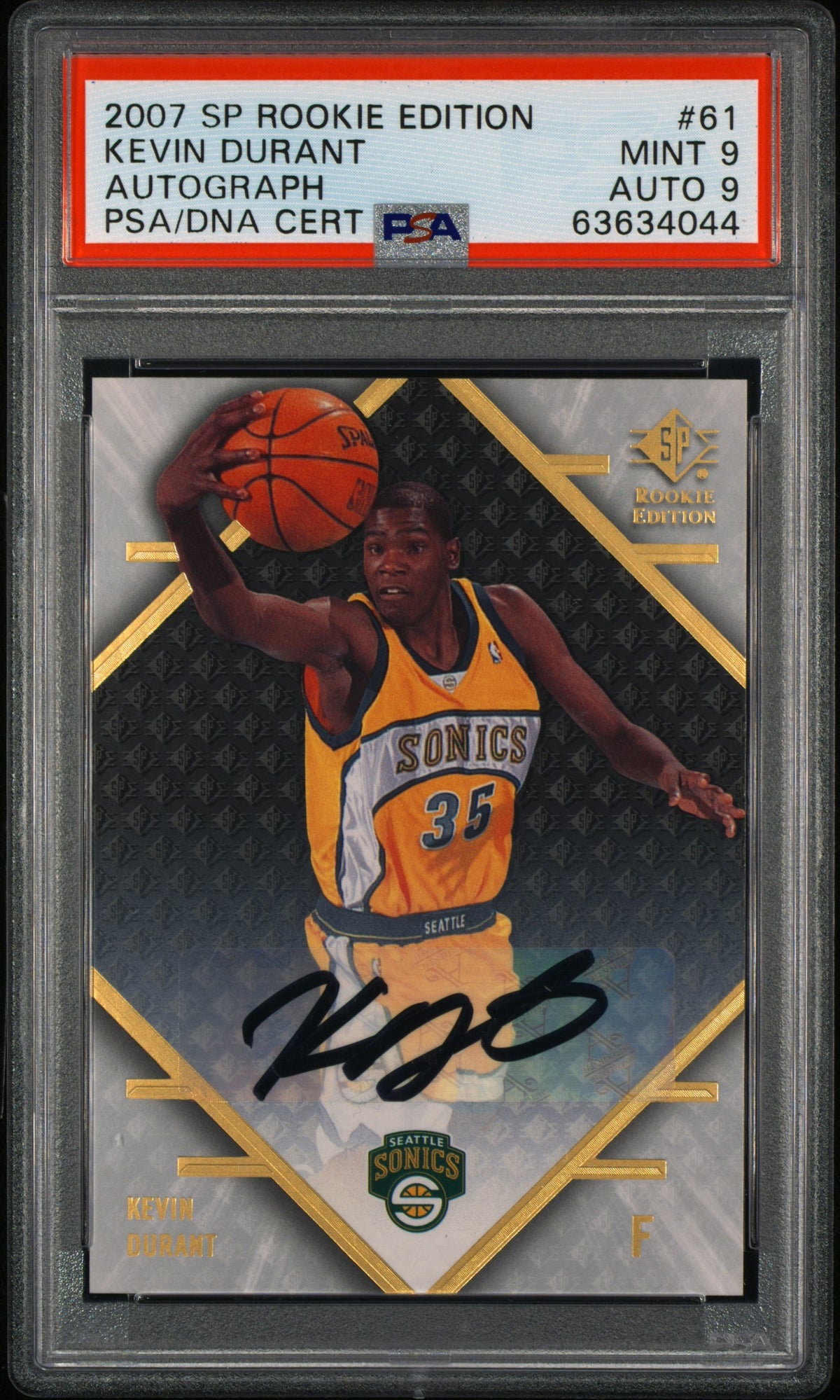 2007 SP Rookie Autograph Kevin Durant #61 PSA 9
