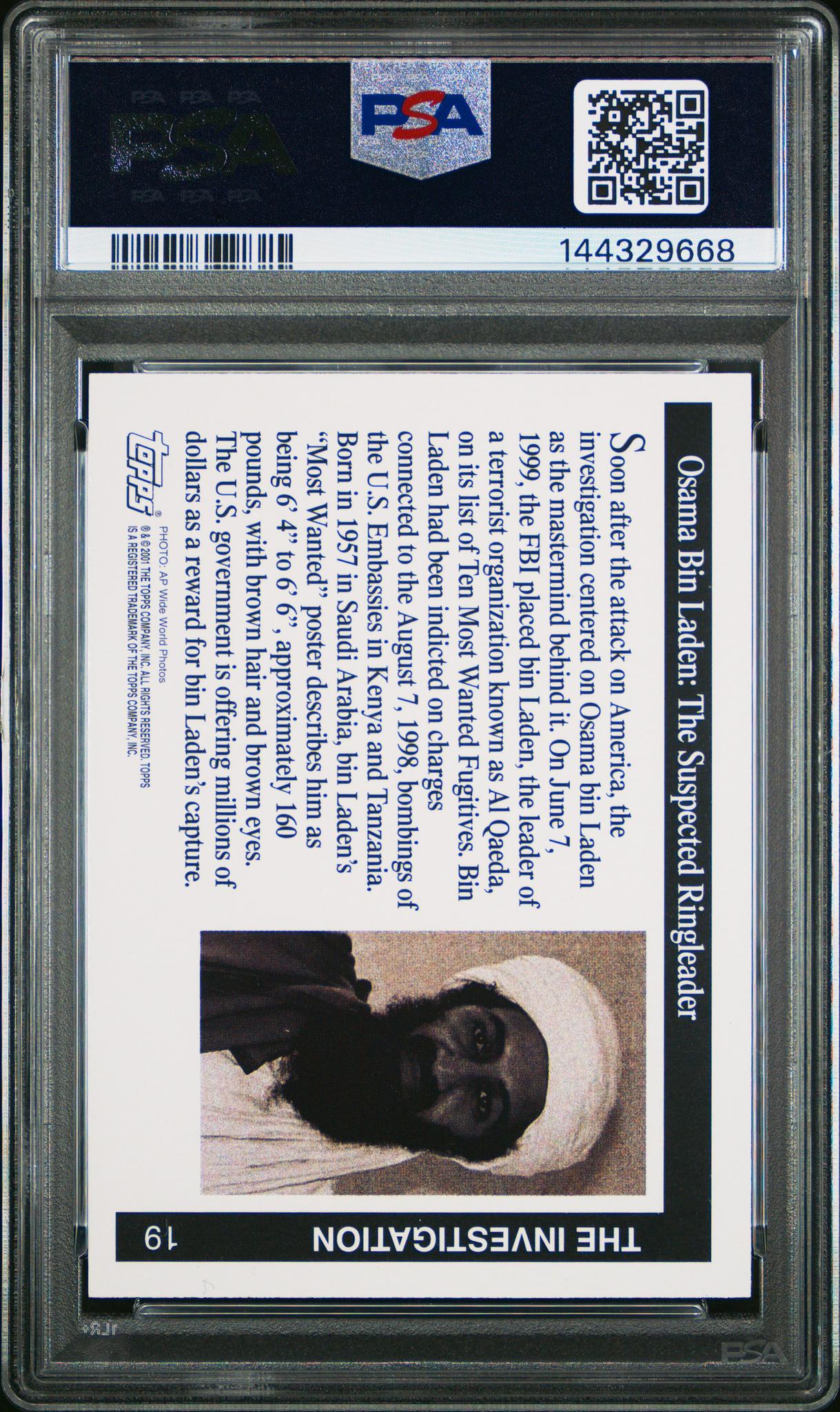 2001 Enduring Freedom Osama Bin Laden #19 PSA 9