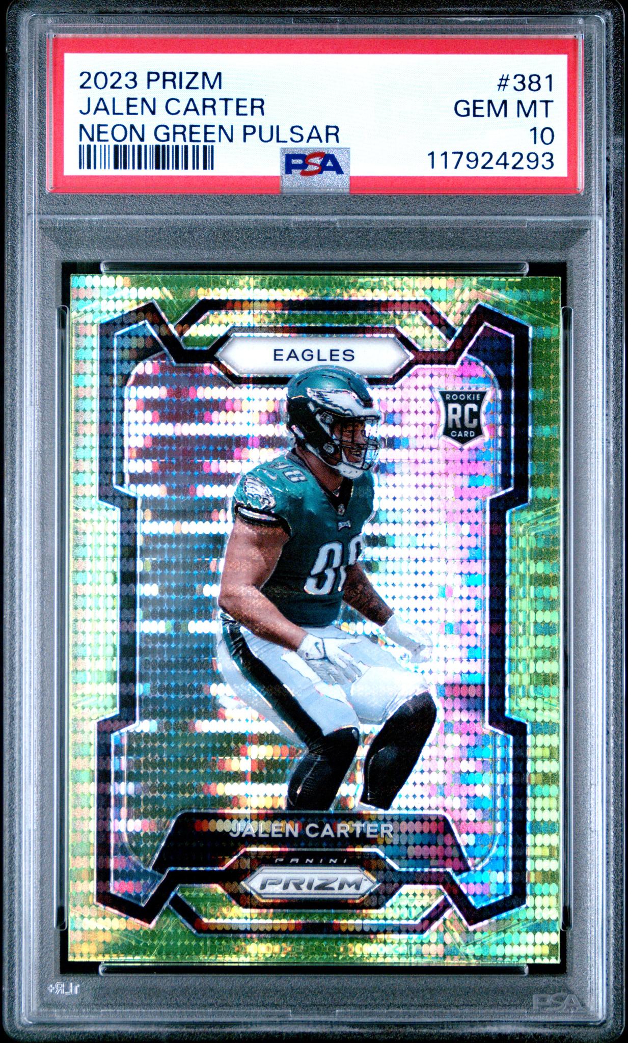 2023 Panini Prizm Neon Green Pulsar Jalen Carter #381 PSA 10