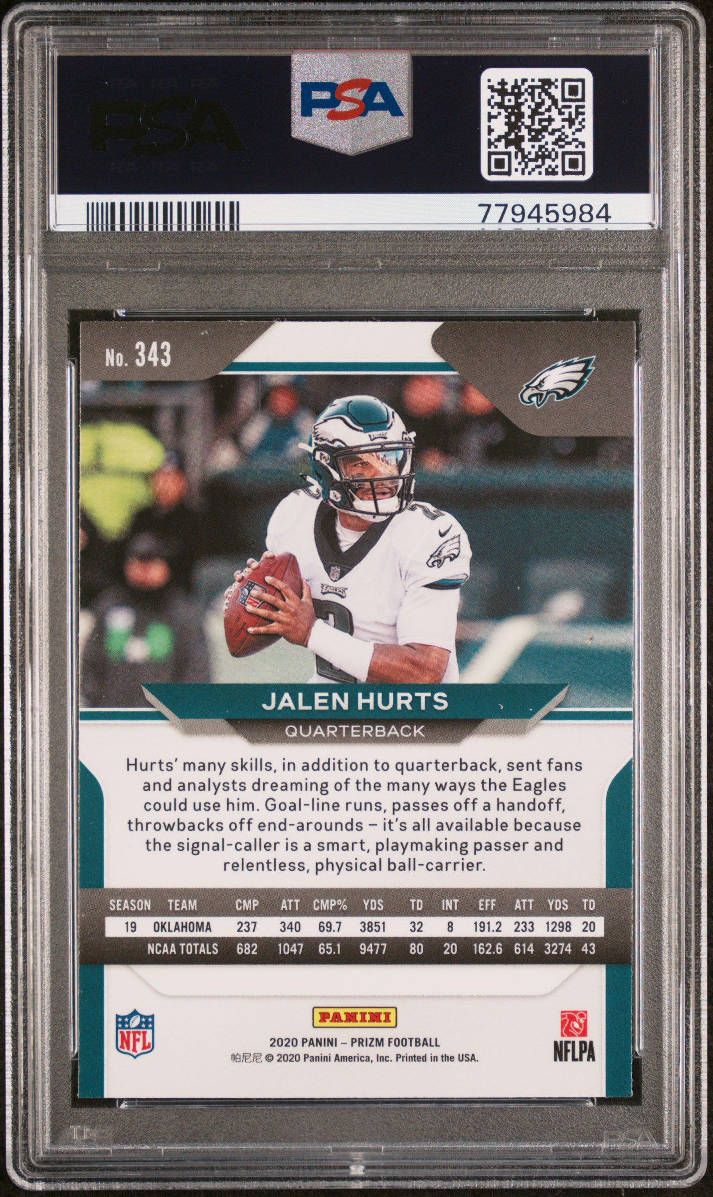 2020 Panini Prizm Jalen Hurts #343A PSA 10