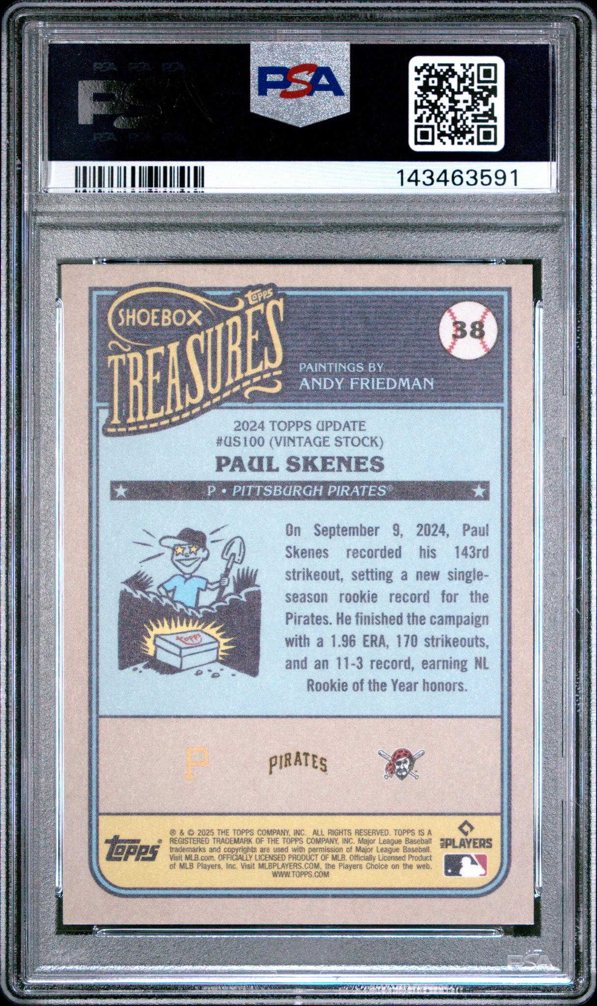 2025 Topps Shoebox Treasures Paul Skenes #38 PSA 10