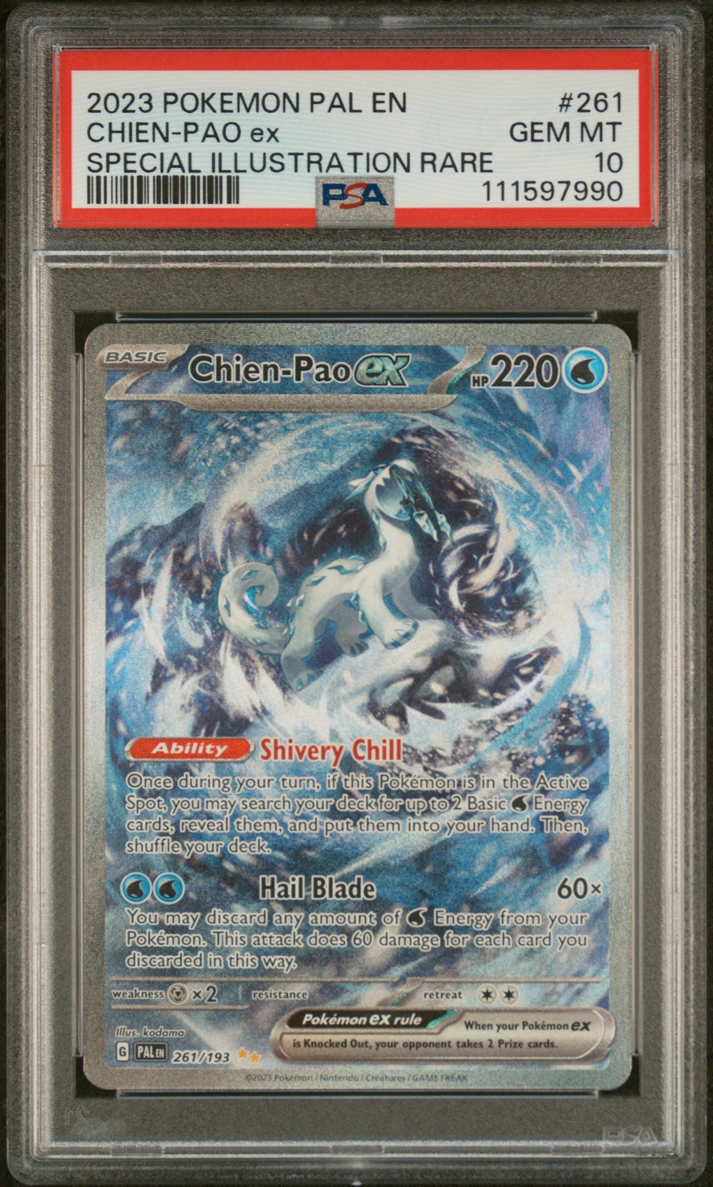 2023 Pokemon Scarlet and Violet Paldea Evolved Special Illustration Rare Chien-Pao Ex #261 PSA 10