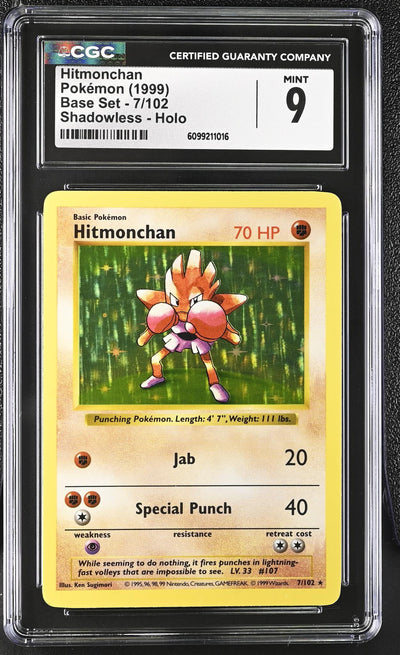 Pokémon Base Set Hitmonchan 7/102 Shadowless Holo CGC 9