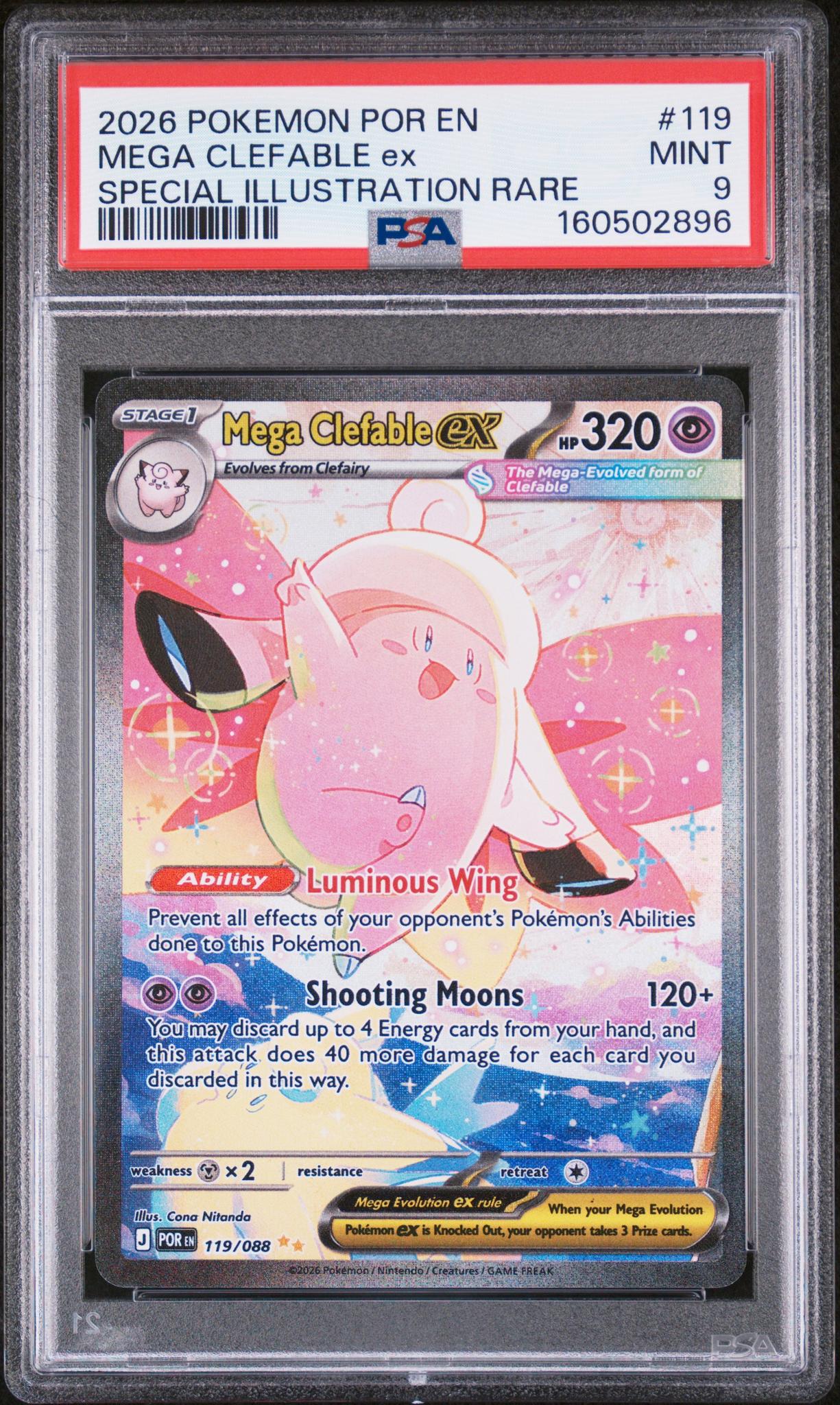 2026 Pokemon Perfect Order Special Illustration Rare Mega Clefable Ex #119 PSA 9