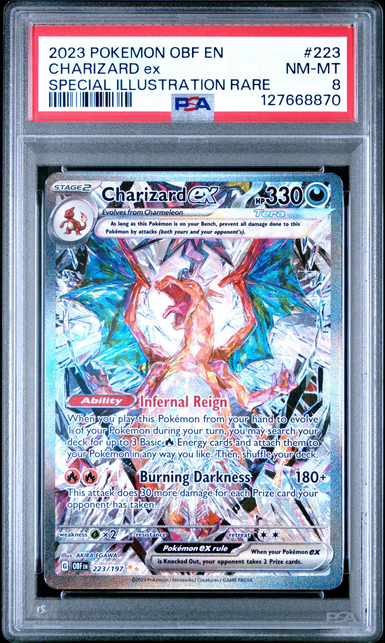 2023 Pokemon Scarlet and Violet Obsidian Flames Special Illustration Rare Charizard Ex #223 PSA 8