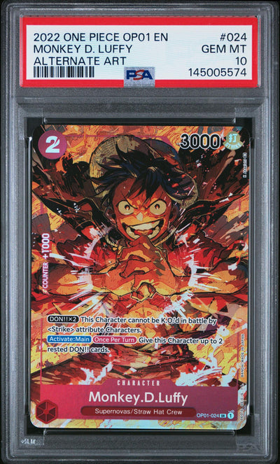 2022 One Piece Monkey D. Luffy #024 Alternate Art PSA 10