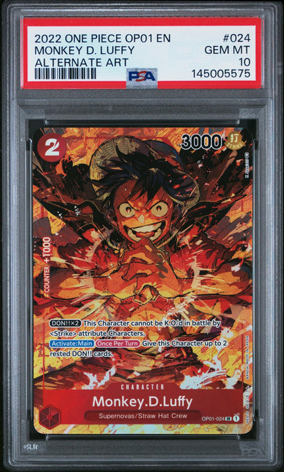 One Piece Card Game Monkey D. Luffy #024 Alternate Art PSA 10