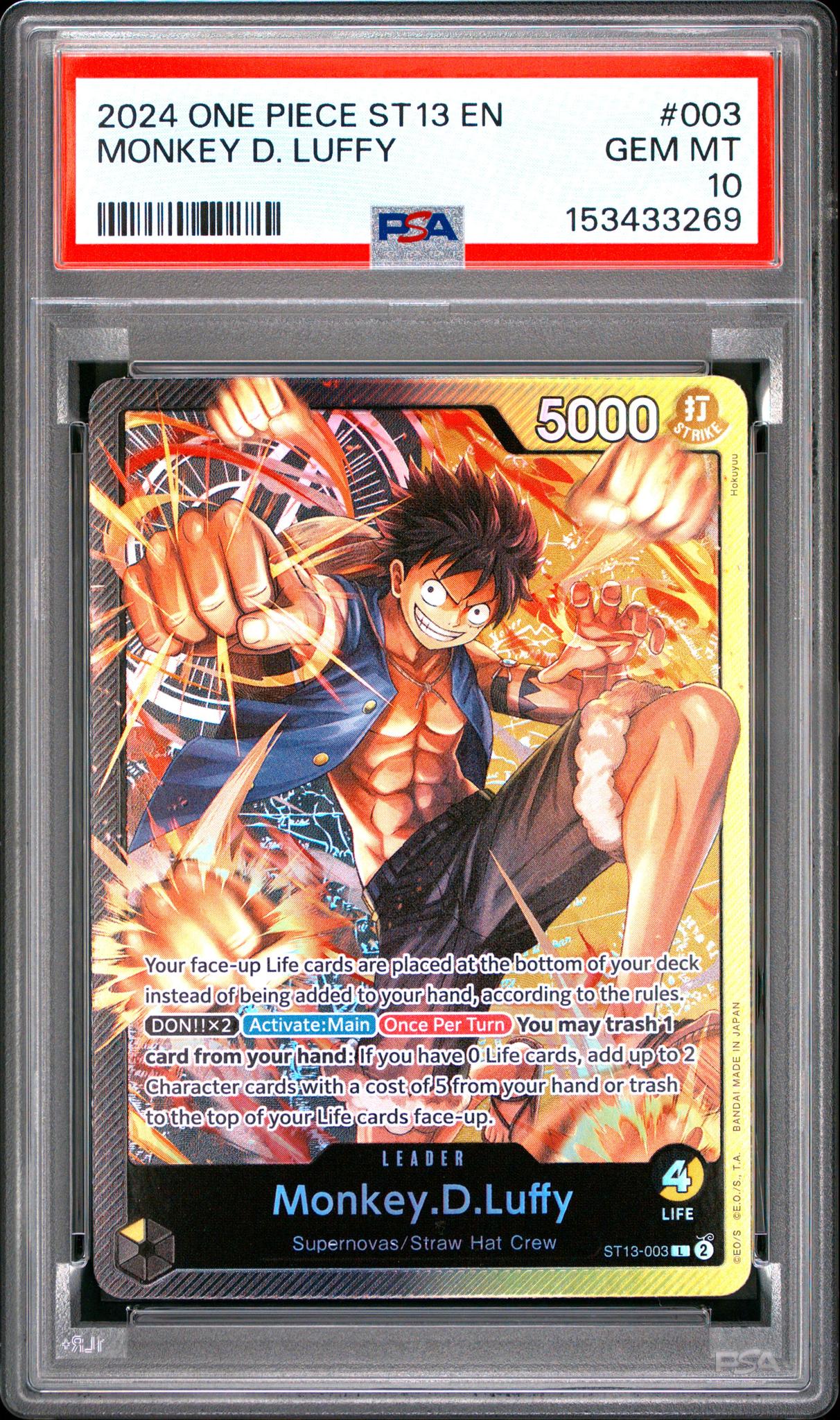 2024 One Piece Ultra Deck the Three Brothers Leader Monkey D. Luffy #ST13-003 PSA 10